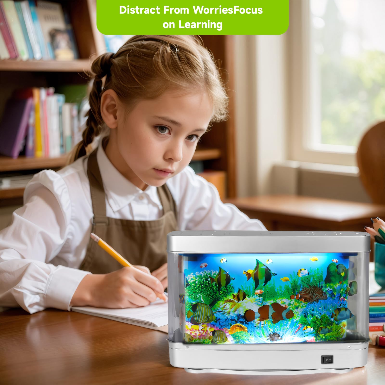 THOSOLTH Fake Fish Tank Baby Aquarium Toy - Mini Crib Aquarium Lamp. Artificial Fish Lamp Aquarium - Virtual Ocean Moving Fish N