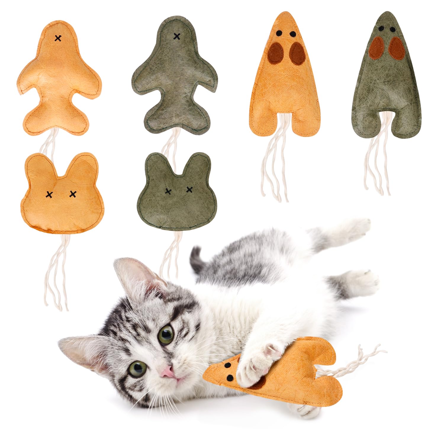 Nobleza Catnip Toys For Indoor Cats, 6 Pack Cute Teething Chew Kitten Toys, Interactive Plush Bite Resistant Cat Toys With Crink