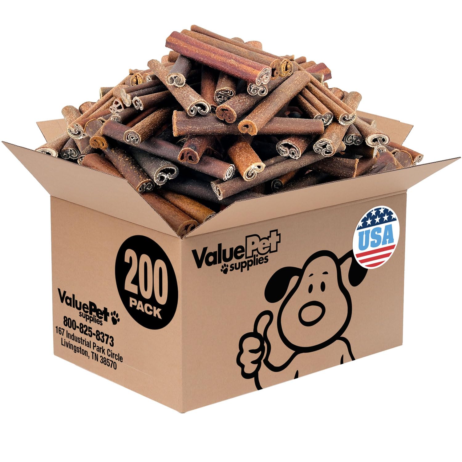 ValueBull USA Collagen Sticks for Dogs, 6 Inch Jumbo Chews, Natural Long-Lasting Dog Treats, 200 Count Bulk Pack - Promotes Join