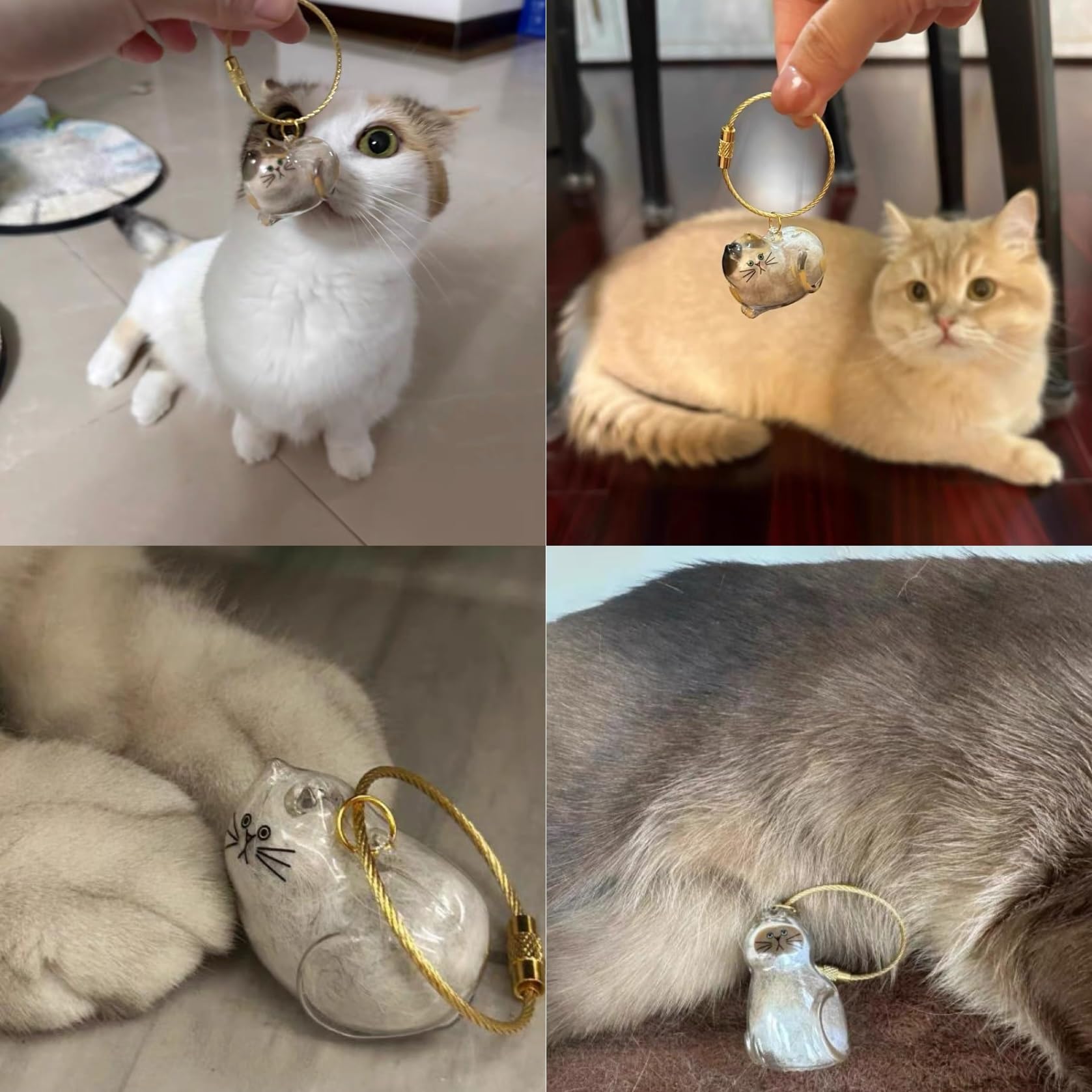 6Pcs Fur-Ever Loved Cat Hair Memorial Pendant, Cat Fur Keepsake Capsule Pendant, Cat Fur Keepsake Keychain, Pet Hair Storage Bot