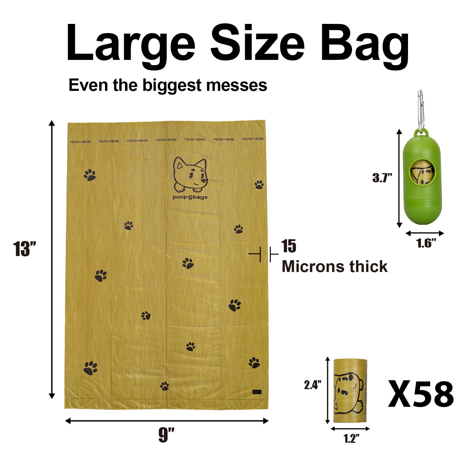 Lesibag Scented Dog Poop Bags With Dispenser, Strong And Leak-Proof Waste Bags For Pets, 870 Count (58 Packs Of 15), 13 Inch X 9