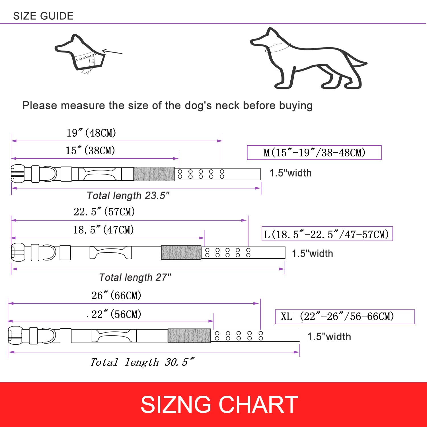 Yunleparks Reflective Dog Collar Heavy Duty Tactical With Control Handle And Metal Buckle For Dog Training(X-Large, Red)