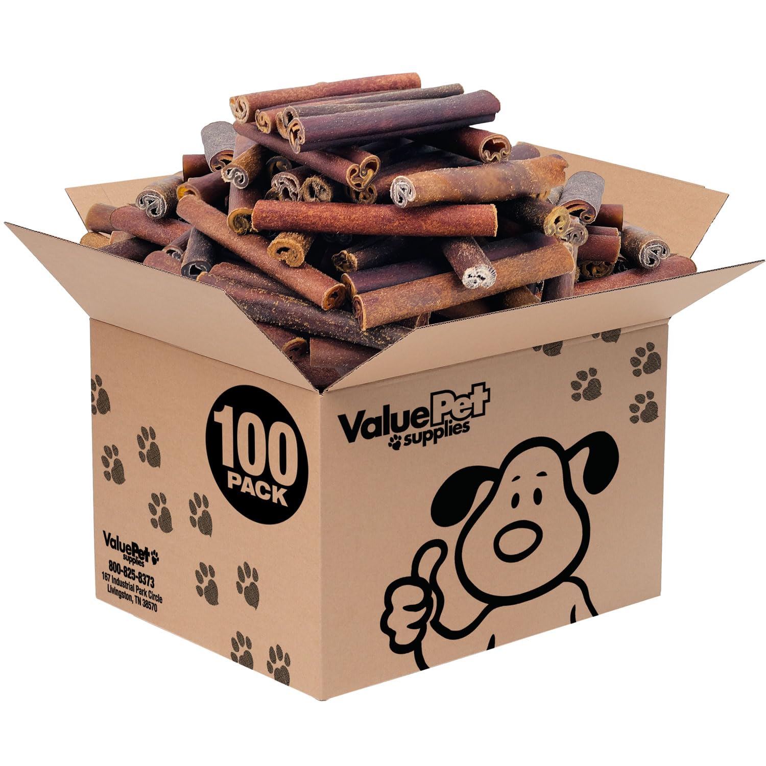 ValueBull Collagen Sticks for Dogs, 6 Inch Super Jumbo Chews, Natural Long-Lasting Dog Treats, 100 Count Bulk Pack - Supports Jo