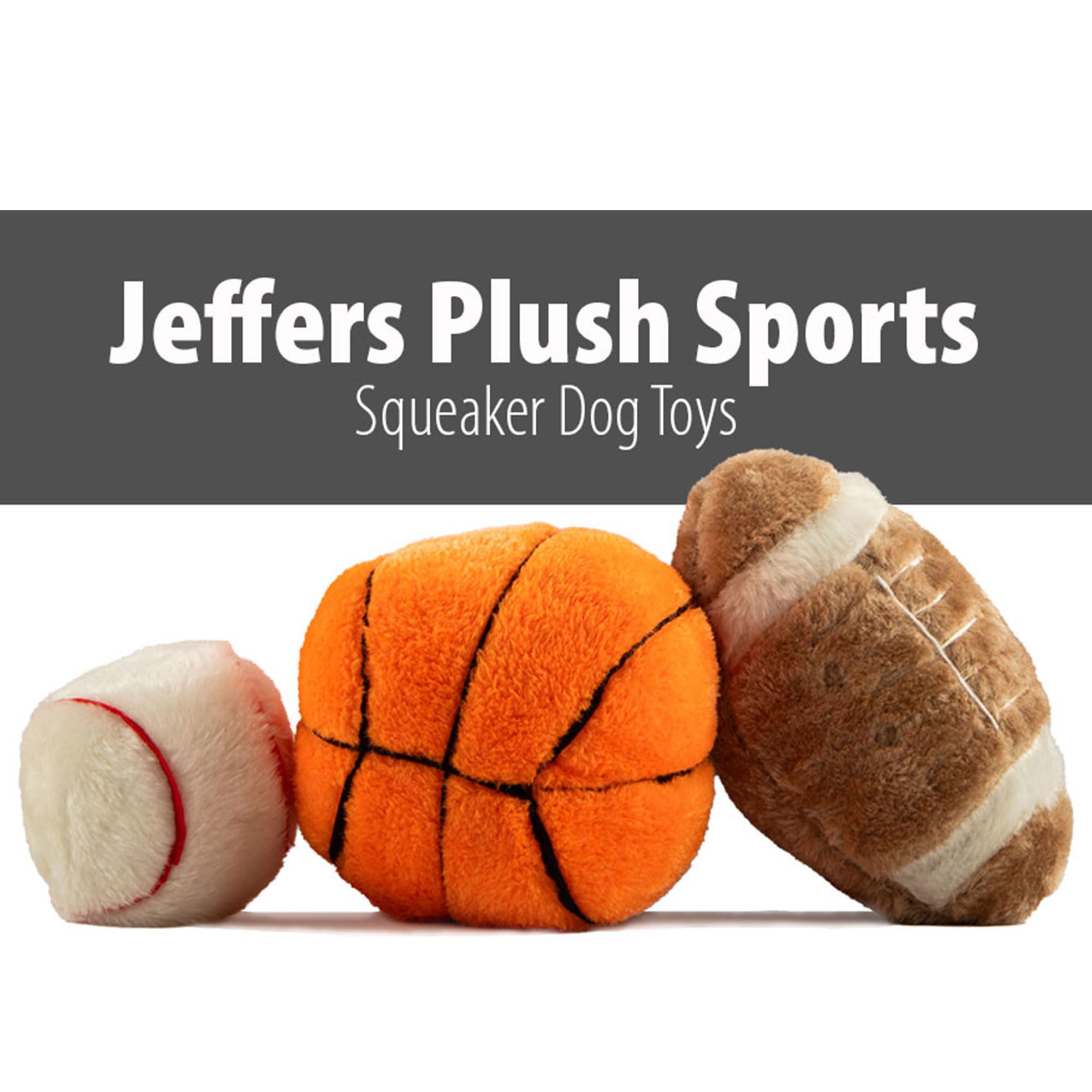 Jeffers Pet Plush Dog Toy With Squeaker, Baseball 4'' - Soft Crinkle Fabric, Safe & Durable, Healthy Fun For Small & Medium Dogs