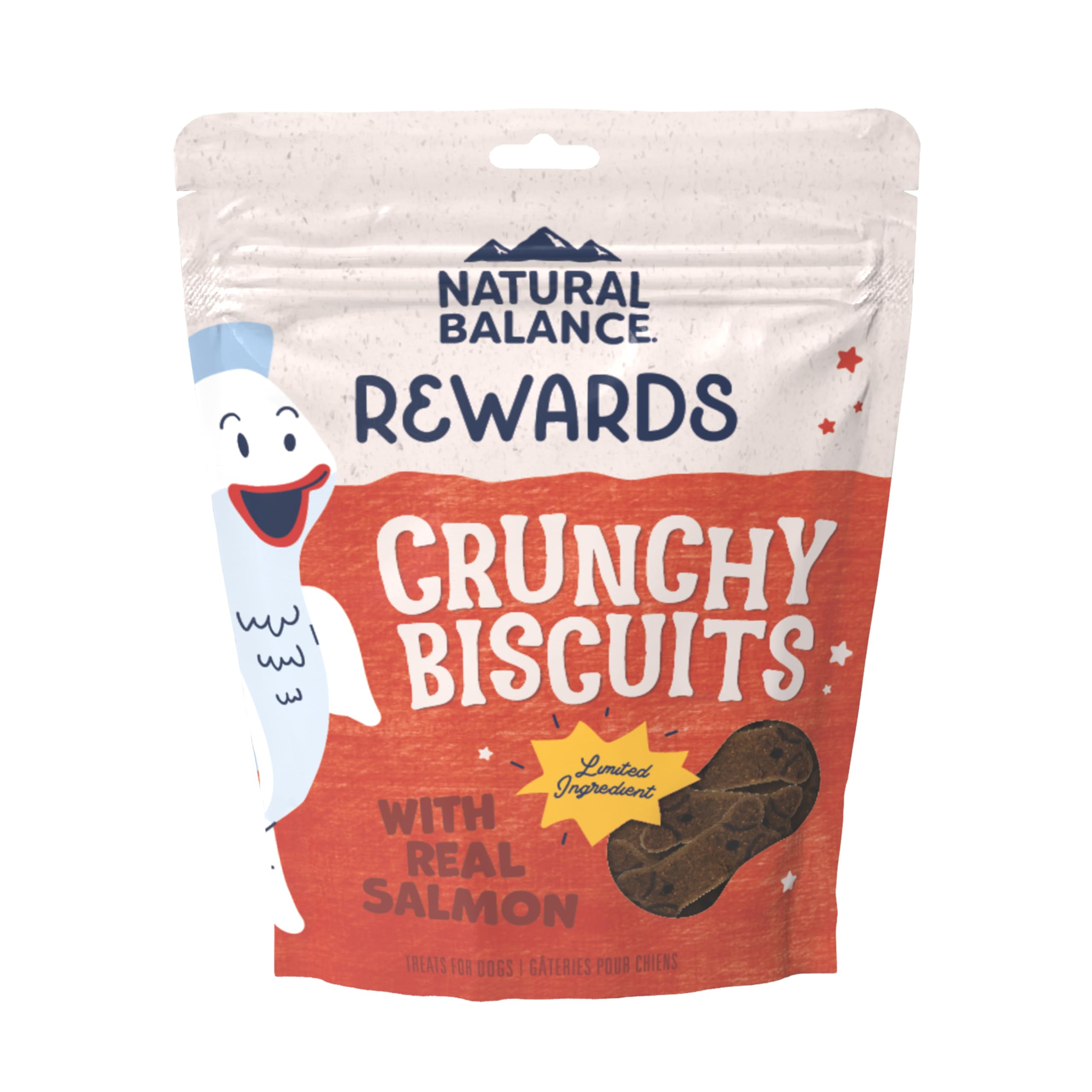 Natural Balance Limited Ingredient Rewards Crunchy Biscuits, Grain-Free Dog Treats for Adult Dogs of All Breeds, Salmon Recipe, 