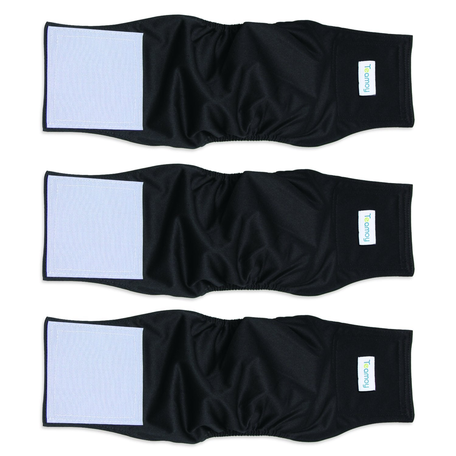 Teamoy 3 Pack Male Dog Diaper Wrap, Washable Puppy Belly Bands, Super-Absorbent and Comfortable(L1,16-20'' Waist, Black)