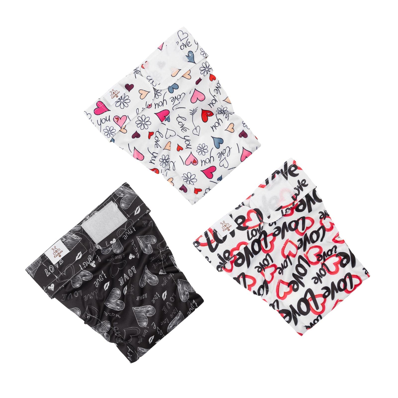 Cutebone Dog Diapers No Tail Hole Black 3 Pack Puppy Training Pants For Docked-Tail Dogs Wwd03S