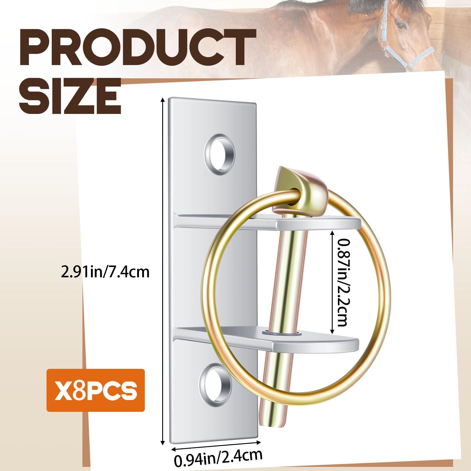 Otoolling 8 Pcs Water Bucket Hooks for Horses with Pin Heavy Duty Wall Mounted Horse Feed Bucket Hangers Holders Metal for Horse