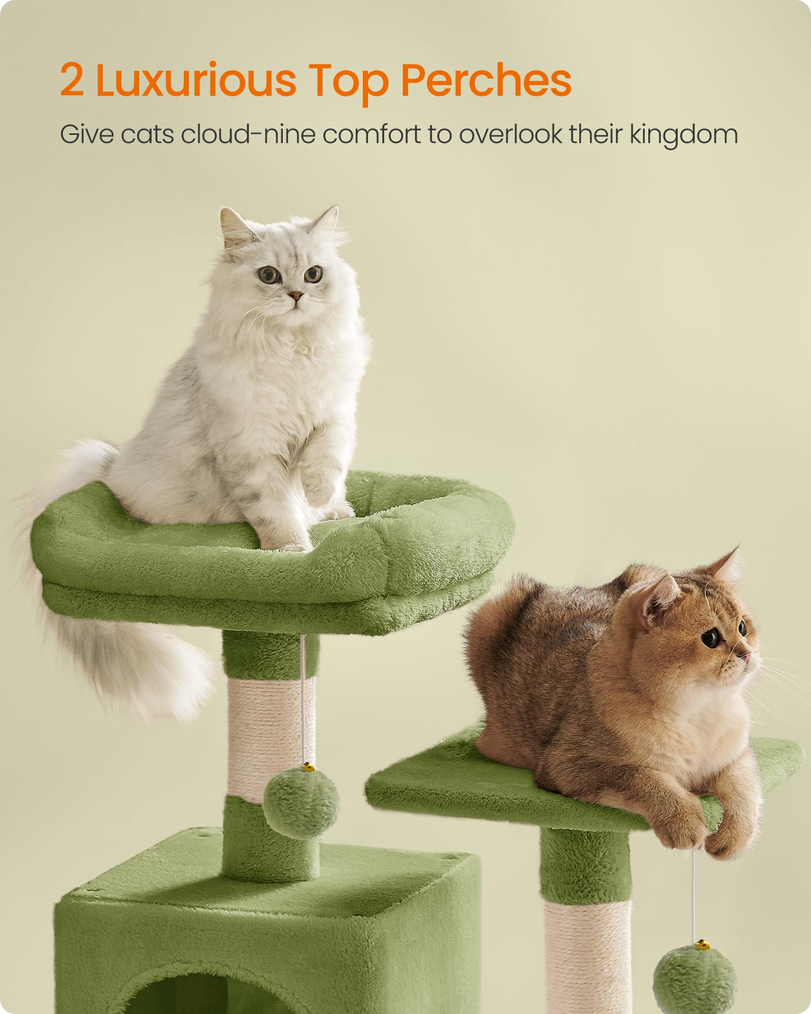 Feandrea Cat Tree, 61-Inch Cat Tower For Indoor Cats, Plush Multi-Level Cat Condo With 5 Scratching Posts, 2 Perches, 2 Caves, H