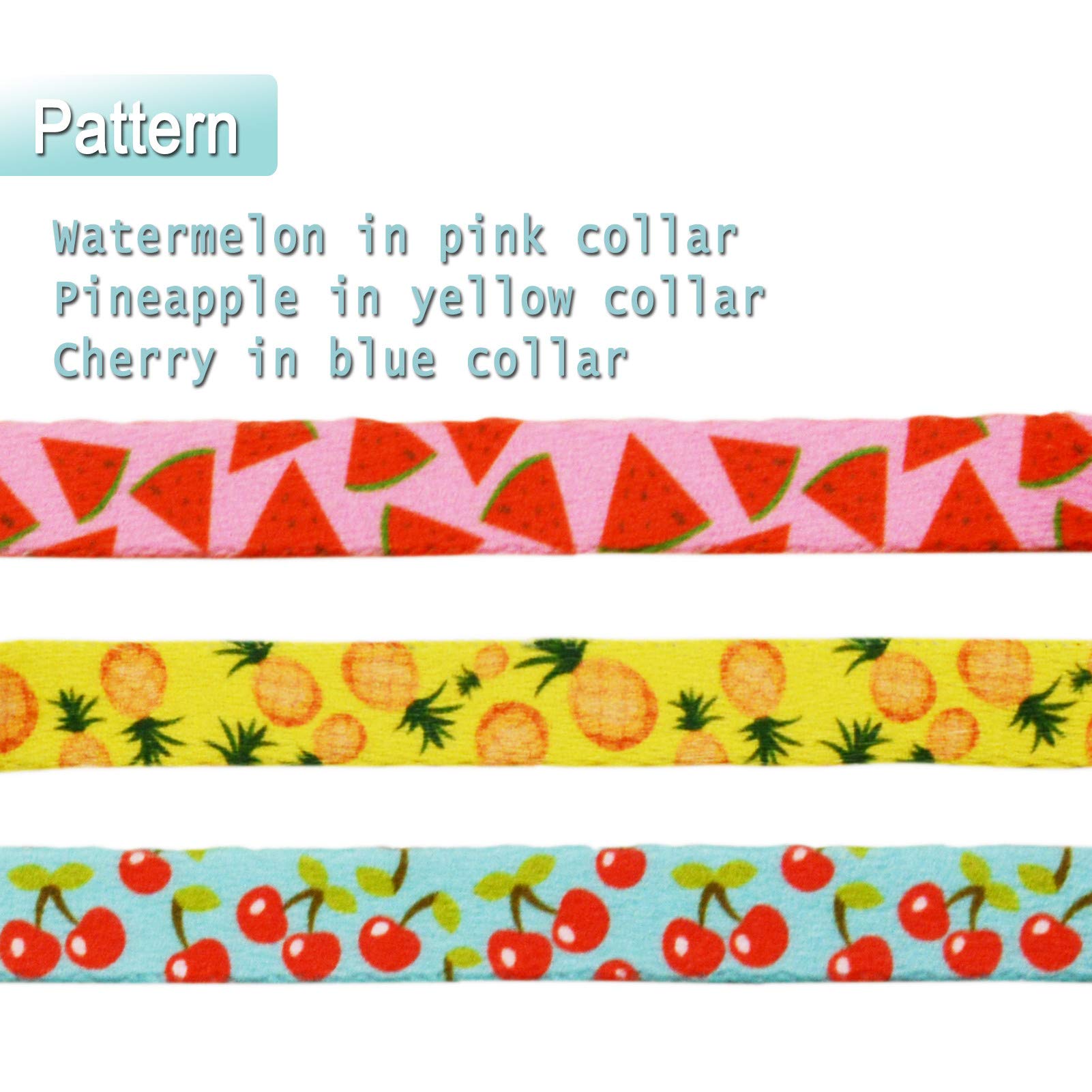 3 Pack Fruit Cat Collar With Bell Safety Breakaway Kitten Collars For Spring Summer Watermelon Pineapple Cherry