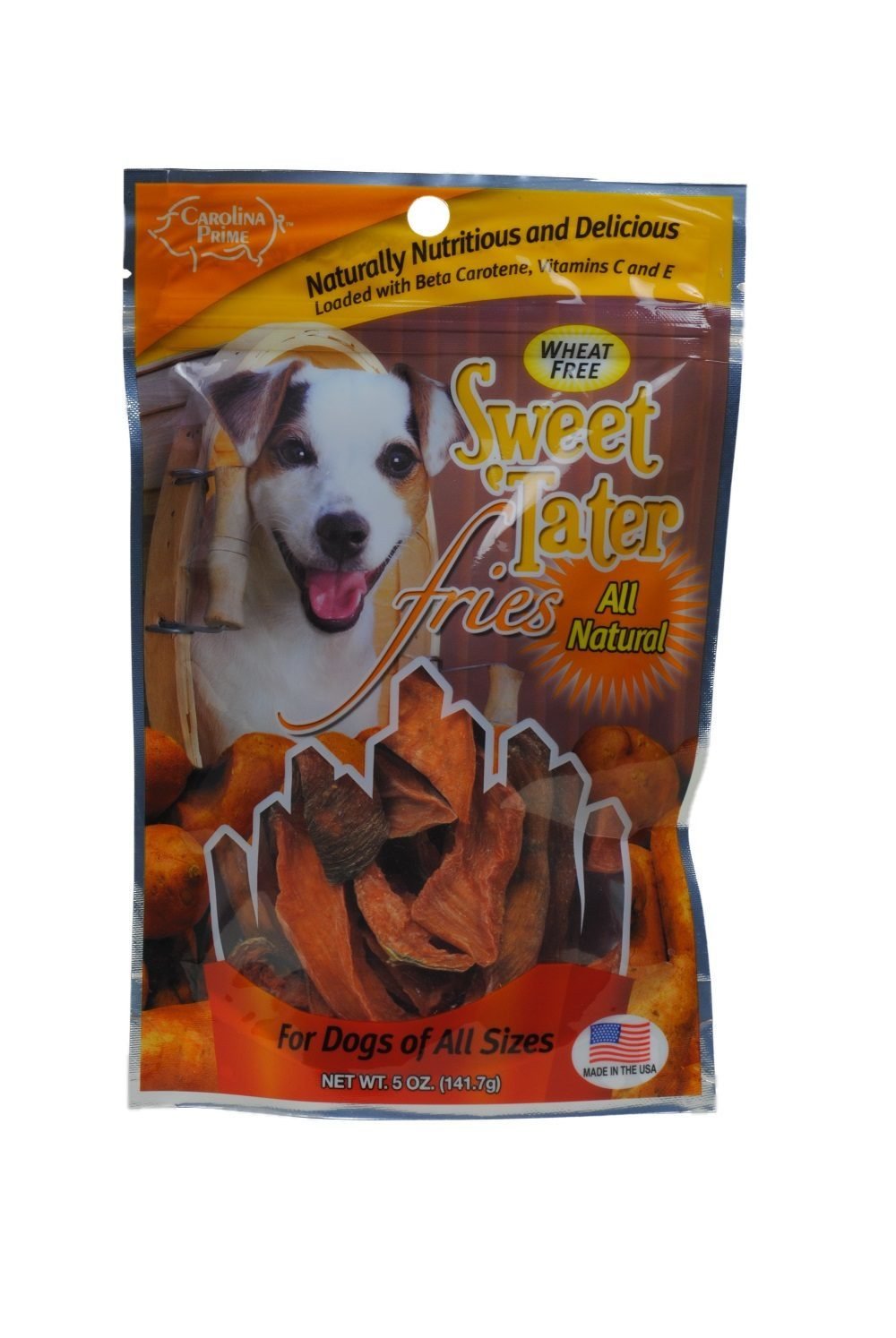 Carolina Prime Pet 45031 Sweet Tater Fries Treat For Dogs ( 1 Pouch), One Size,Brown