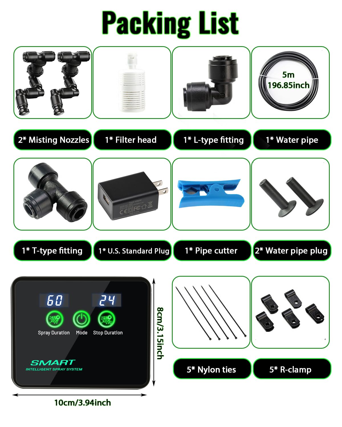 Ycxydr Reptile Humidifier Smart Misting System, 360? Adjustable Nozzles, Touch 1st Gen, Polyresin, Automatic with Timer