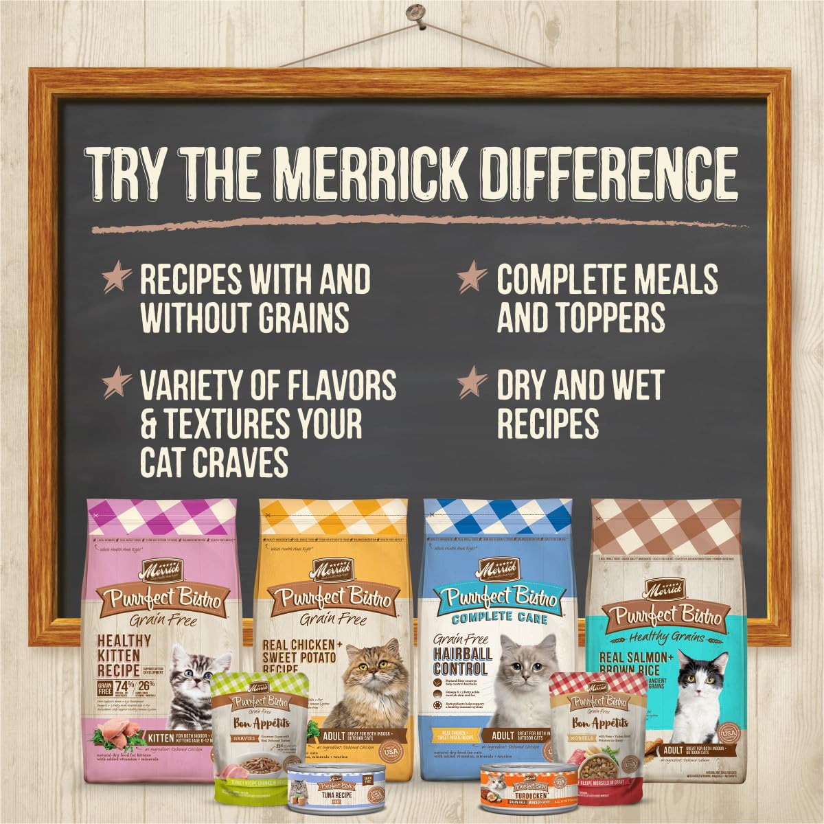 Merrick Purrfect Bistro Grain Free Canned Cat Food, Seafood Variety Pack, 5.5 oz (12 Cans)