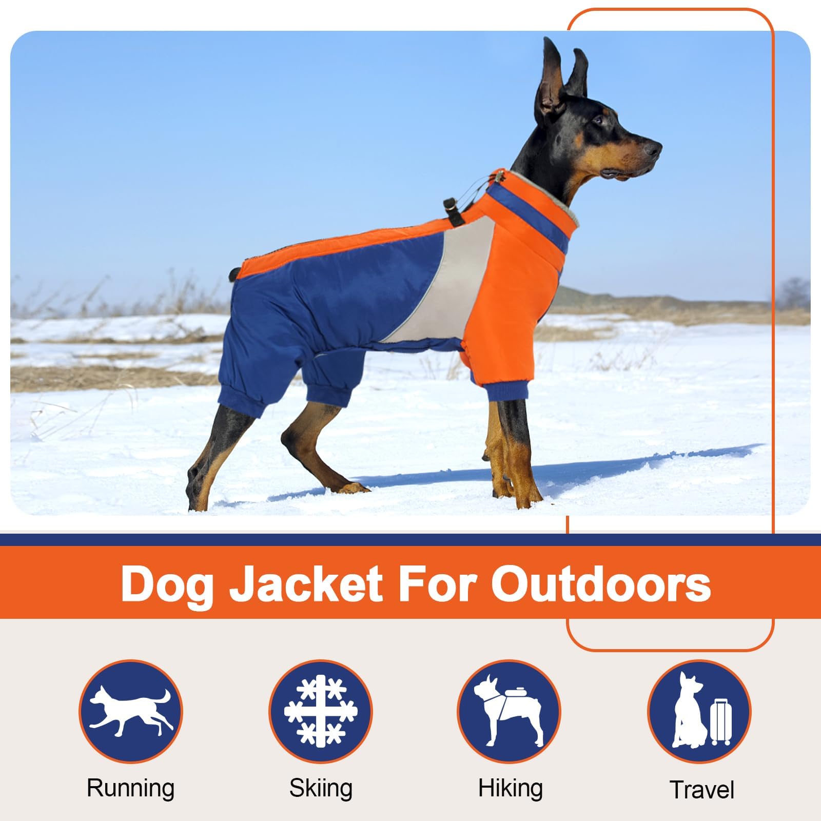 Kuoser Small Dog Coat With Harness - Warm Winter Reflective Jacket, Four-Legged Dog Snowsuit For Chihuahua, Yorkie (Blue Xs)