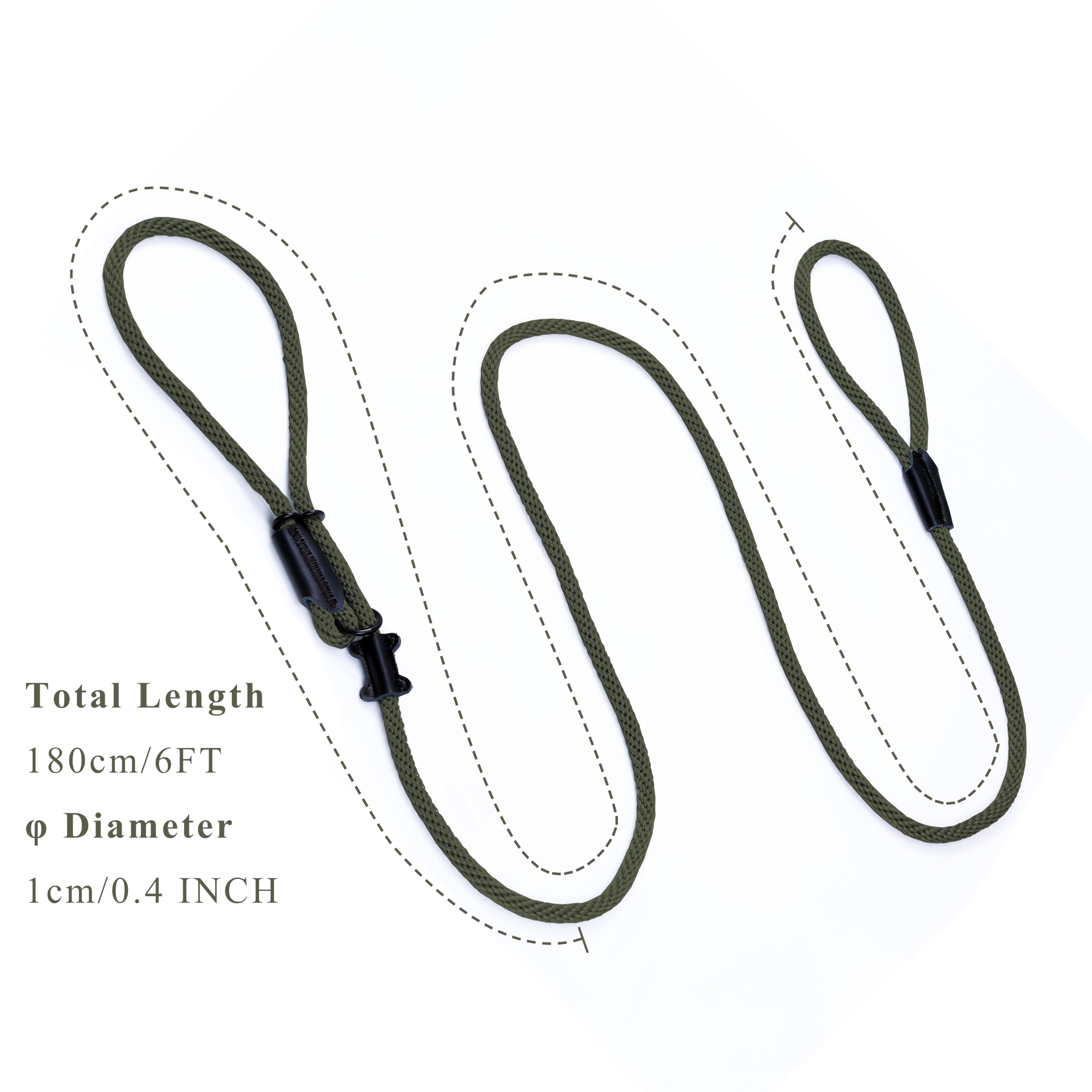 Multifunctional Figure 8 Padded Head Halter Walking Training Leather Stopper Slip Lead Dog Rope Leash Muzzle (Army Green)
