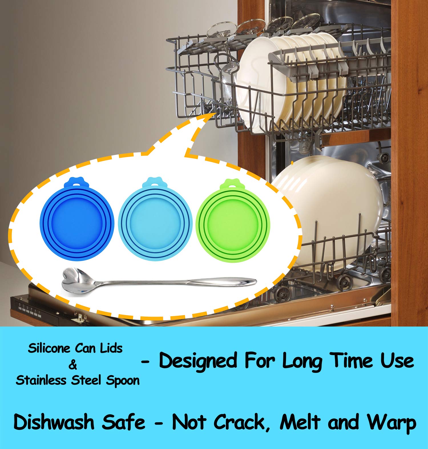 Comtim Pet Food Can Lids, Silicone Can Lids Covers for Dog and Cat Food, Universal Size Fits All Standard Size Dog and Cat Can T