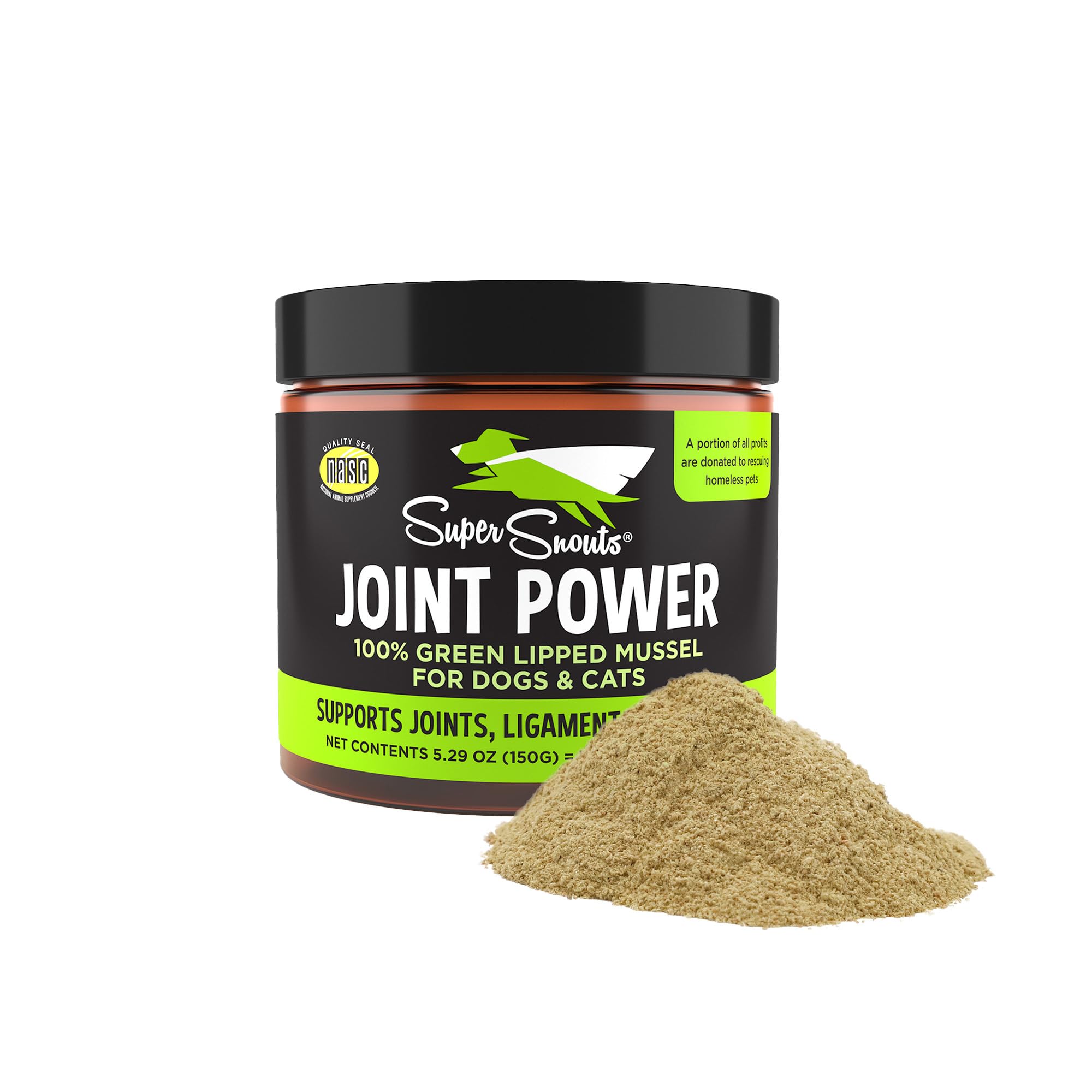 Super Snouts Joint Power - 5.29oz Powder - Joint Supplement for Dogs and Cats with 100% Green Lipped Mussel Helps Ease Discomfor