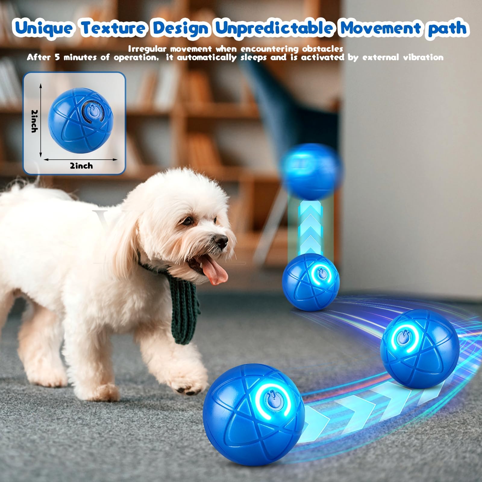 RHZGO 2PCS Shaky Ball Toy for Dogs, 2025 New Shaking Dog Ball Toy, Shake Ball Dog Toy, Automatic Moving Dog Toy Ball, Interactiv