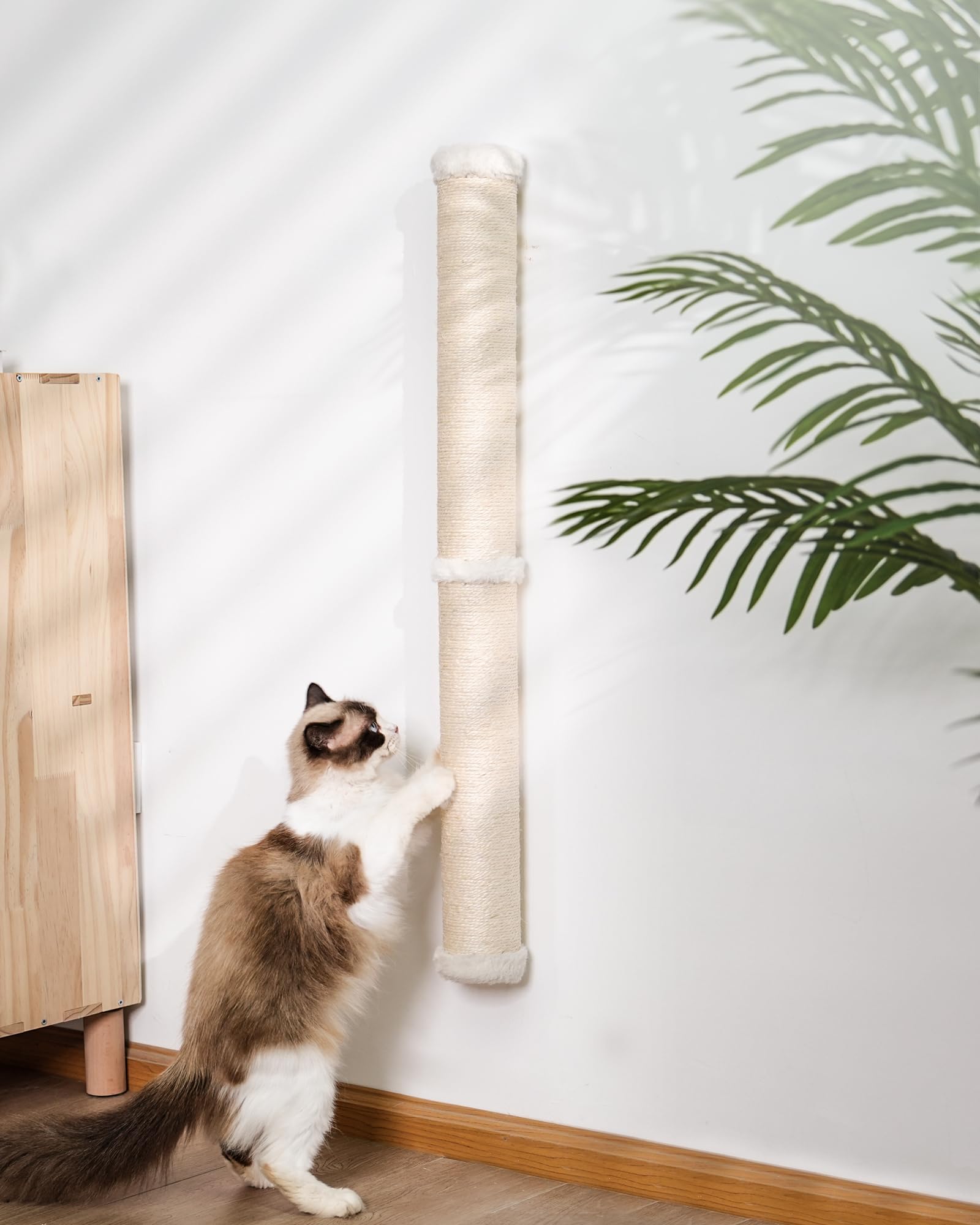 34In Wall Cat Scratching Post, Wall Mounted Cat Furniture For Indoor Active Cats, Tall Sisal Pole For Large Adult Cat Pet Climbi