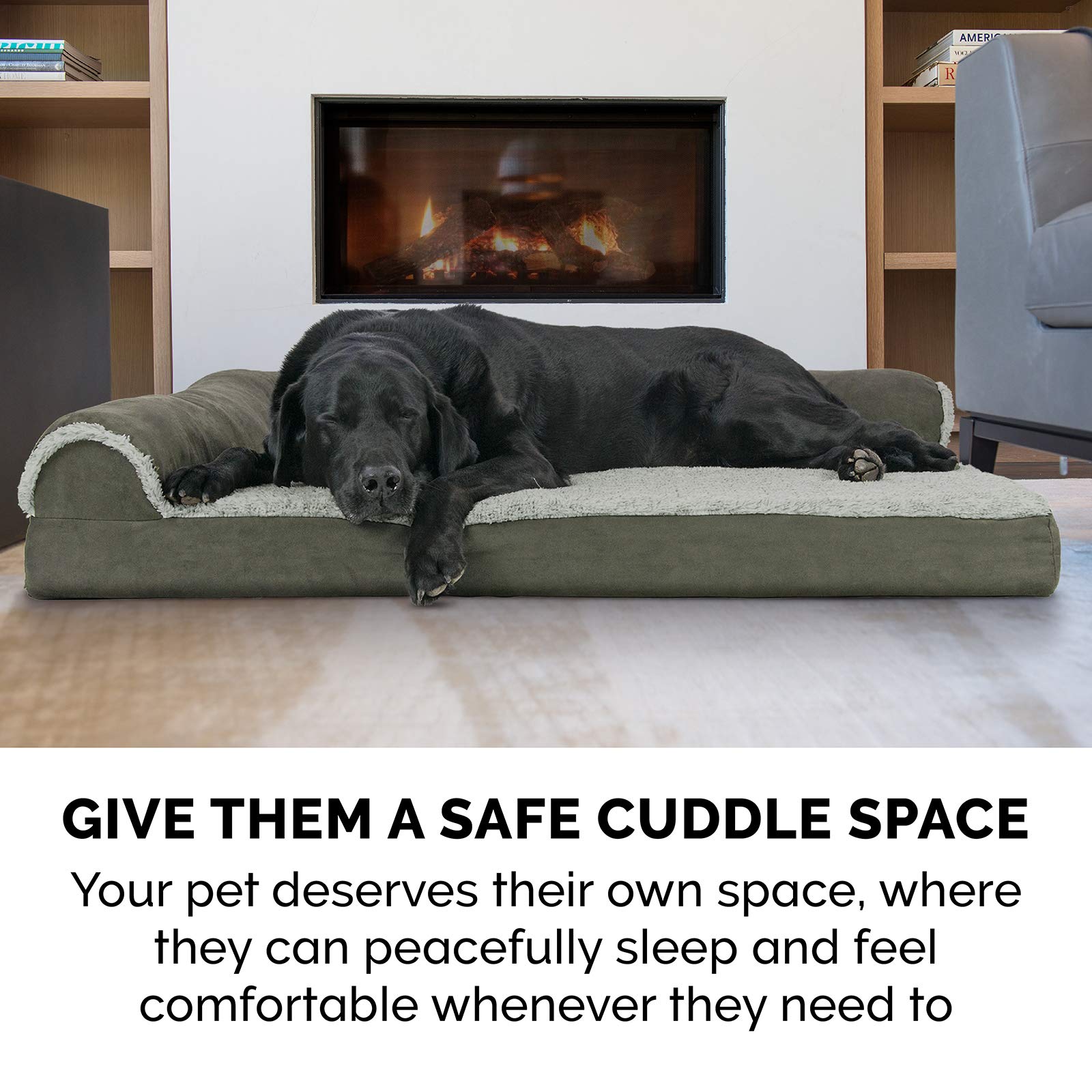 Furhaven Orthopedic Dog Bed For Medium/Small Dogs W/ Removable Bolsters & Washable Cover, For Dogs Up To 35 Lbs - Two-Tone Plush