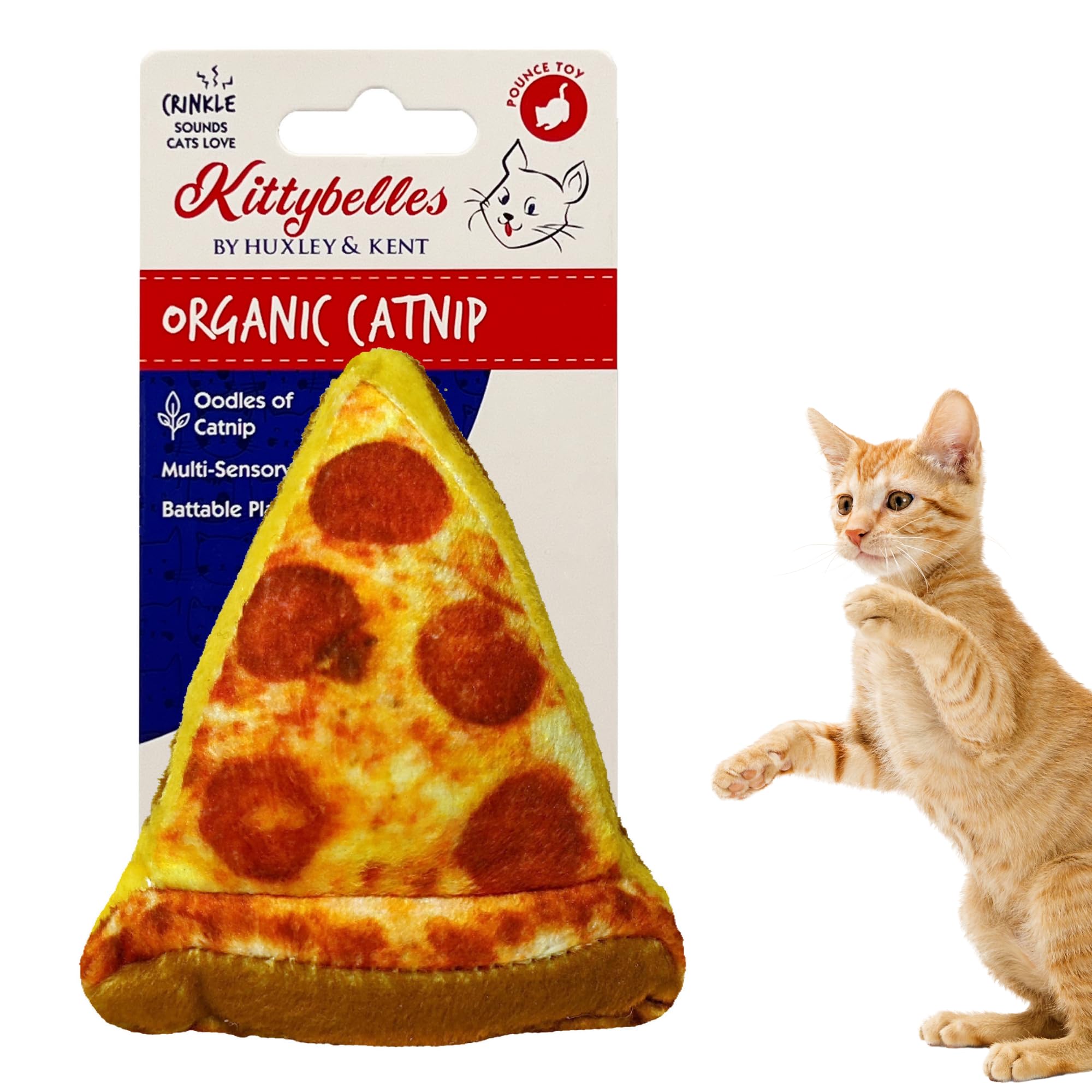 Huxley & Kent Plush Cat Toy - Pizza - Snack Attack Strong Catnip Filled - Plush Interactive Kitten And Cat Toy With Catnip And C