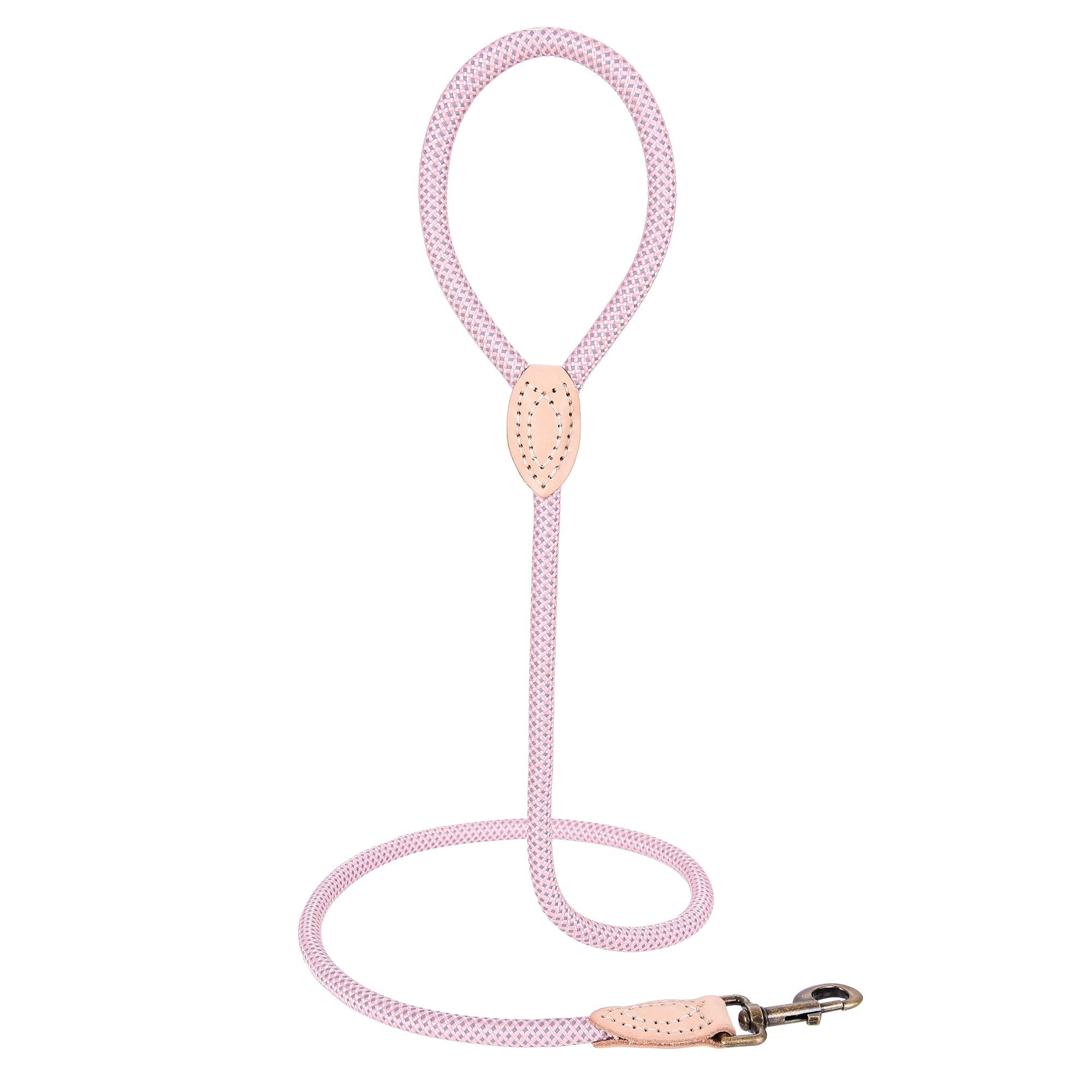 Mile High Life | Chew Proof Dog Leash | Dog Rope Leash | Reflective Dog Leashes | Climbing Rope Dog 4Ft Leash W Leather Tip(Pink, 60 Inch)