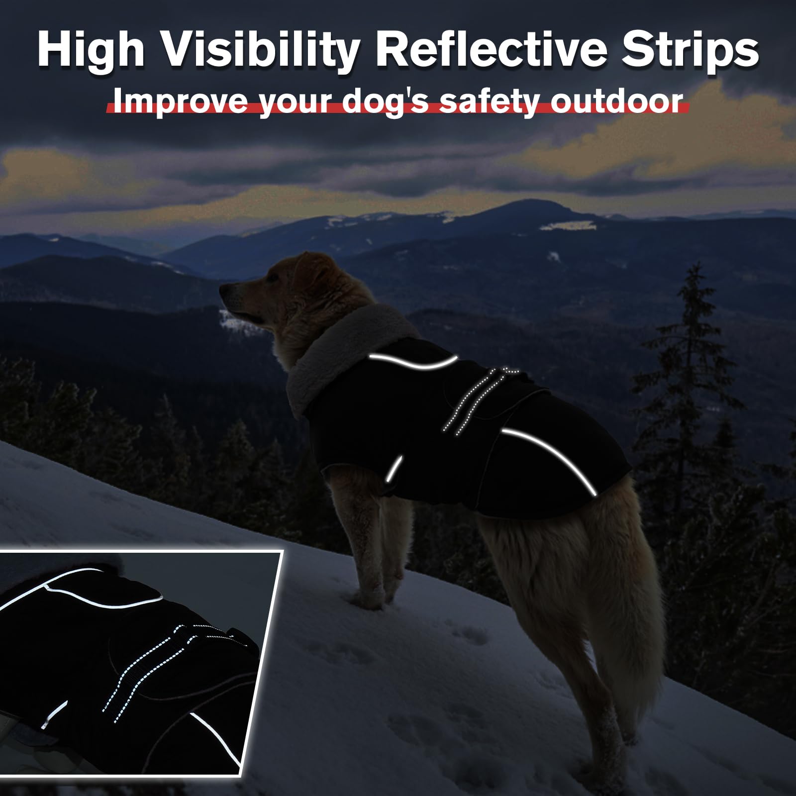 Lelepet Warm Dog Coat Reflective Dog Fleece Vest Waterproof Dog Jacket Windproof Dog Winter Coat Dog Cold Weather Coats With Adj