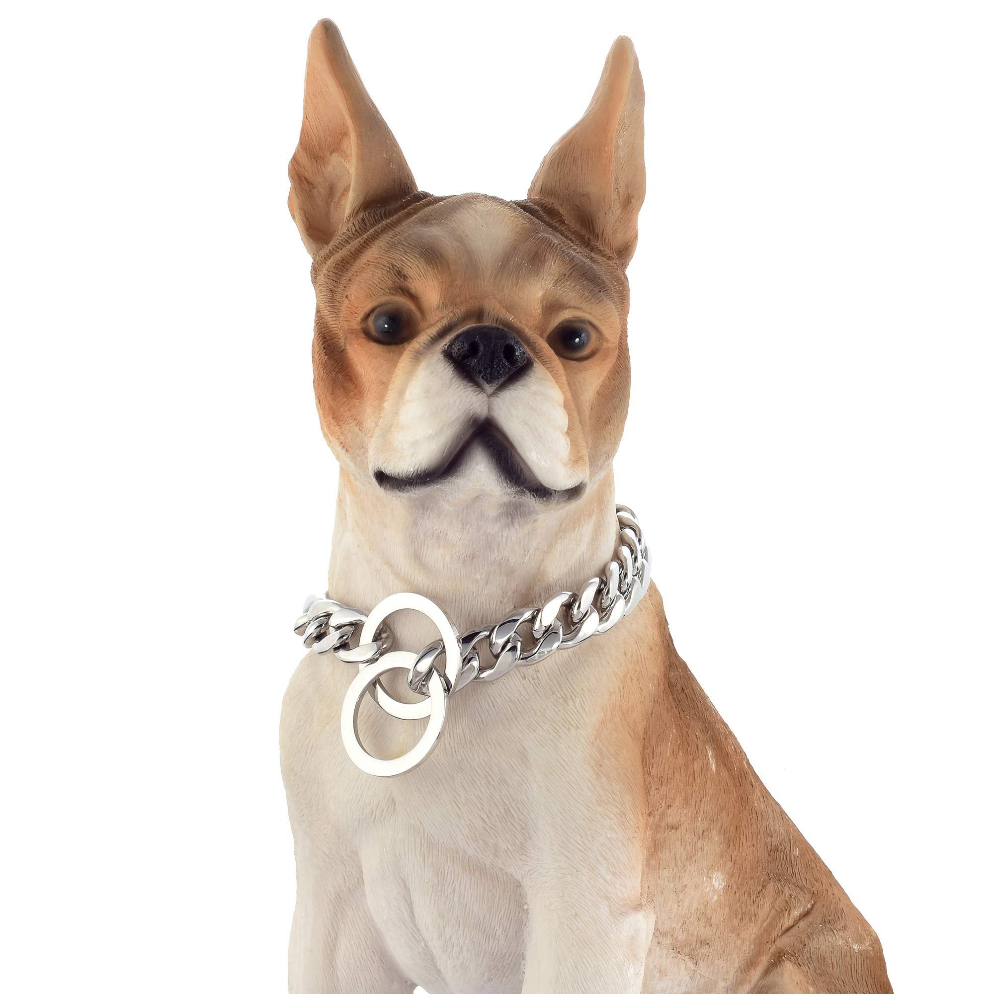 Gzmzc Dog Chain Collar 13/15/19Mm High Polished Stainless Steel Nk P Chain Cuban Link Strong Heavy Duty Chew Proof Walking Training Chain Leash Collar For Small Dogs(15Mm, 12')