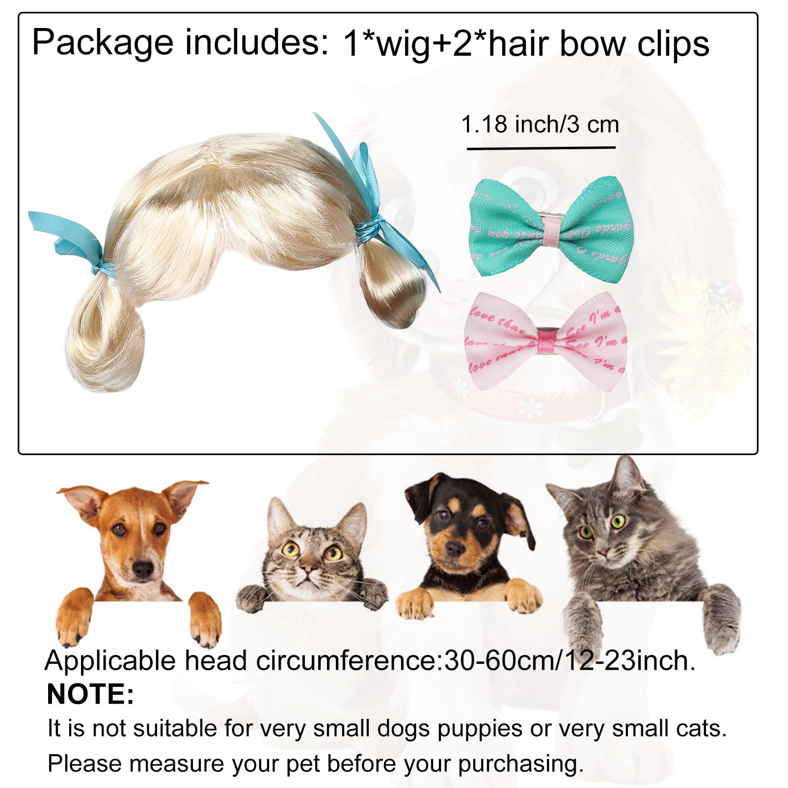 Funny Dog Wig Pet Costumes, Cat Costume Synthetic Hairpiece Cosplay Wigs, Headwear For Halloween Christmas Festivals Party Decor