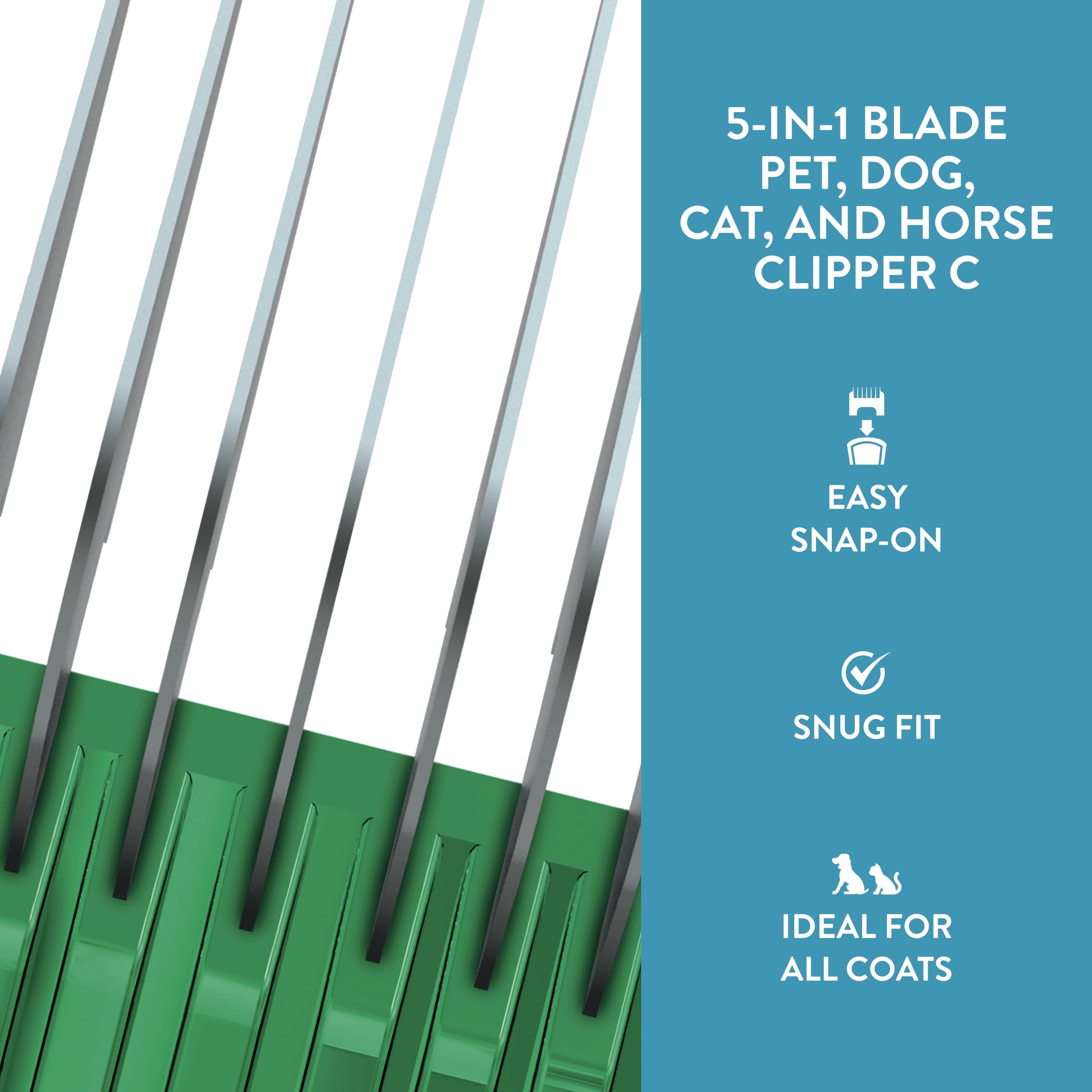 Wahl Professional Animal Stainless Steel Attachment Guide Comb 5-In-1 Detachable Blade Pet, Dog, Cat, And Horse Clippers C, 7/8-