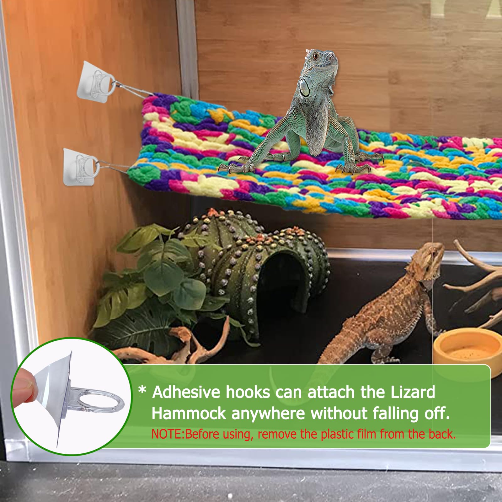 Qwr 30'' X 7'' Upgraded Soft Reptile Lizard Hammock,Lengthened Thicker Hammock For Bearded Dragon Tank Swing Hanging With Strong