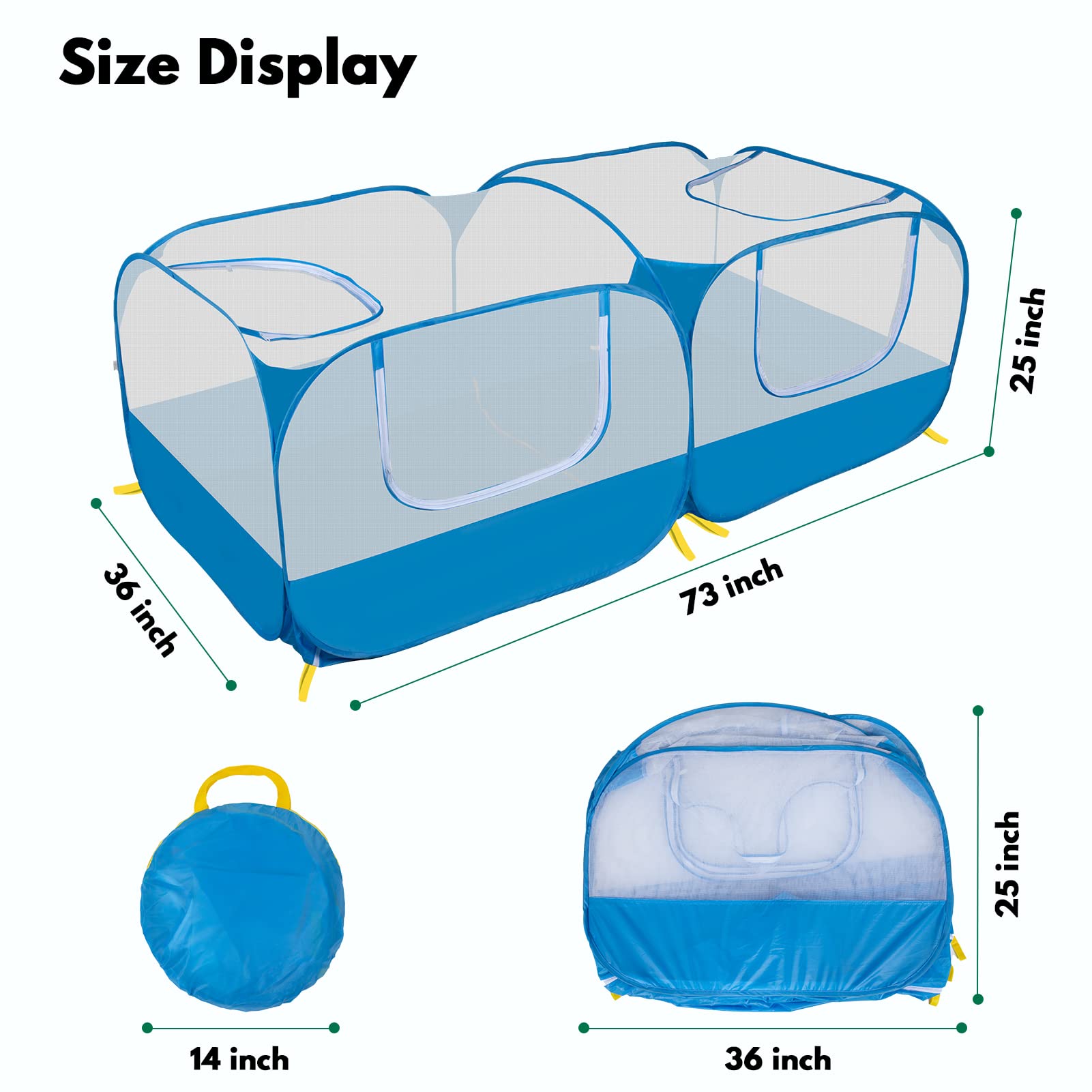 Small Animals Playpen With Detachable Bottom, Breathable Mesh Walls, Portable Indoor/Outdoor Pet Cage Tent For Rabbits, Puppies,