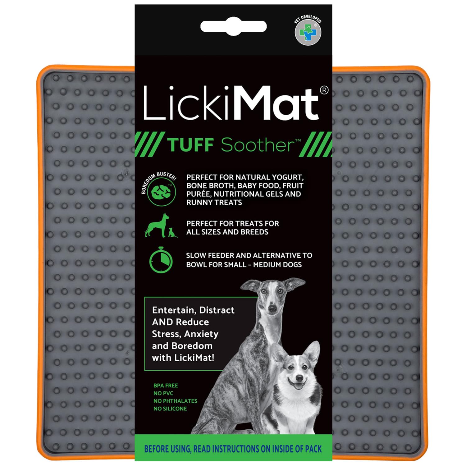 LickiMat Tuff, Heavy-Duty Soother, Dog Slow Feeder Lick Mat, Boredom Anxiety Reducer; Perfect for Food, Treats, Yogurt, or Peanu