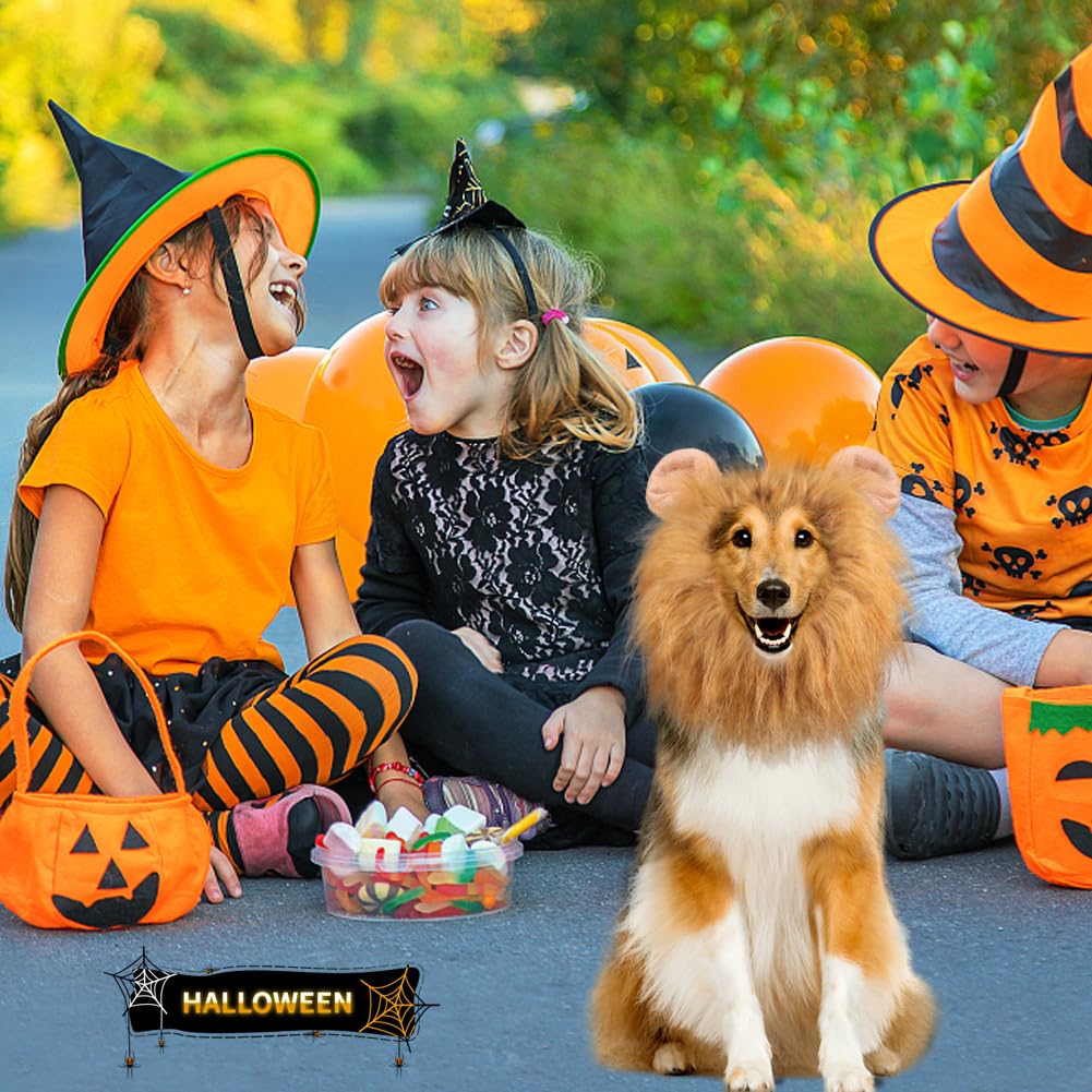 Vivifying Lion Mane For Dog, Adjustable Halloween Lion Costume Wig With Ears For Medium And Large Dogs, Realistic & Funny Accessory Perfect For Parties And Photoshoots (Large, Brown)