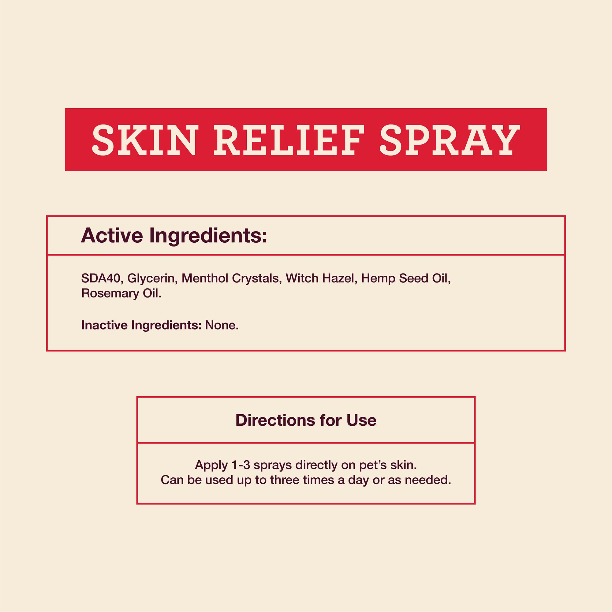 Hemp Well Skin Itch Relief Spray for Dogs and Cats - Hemp Seed Oil, Witch Hazel, Rosemary Oil