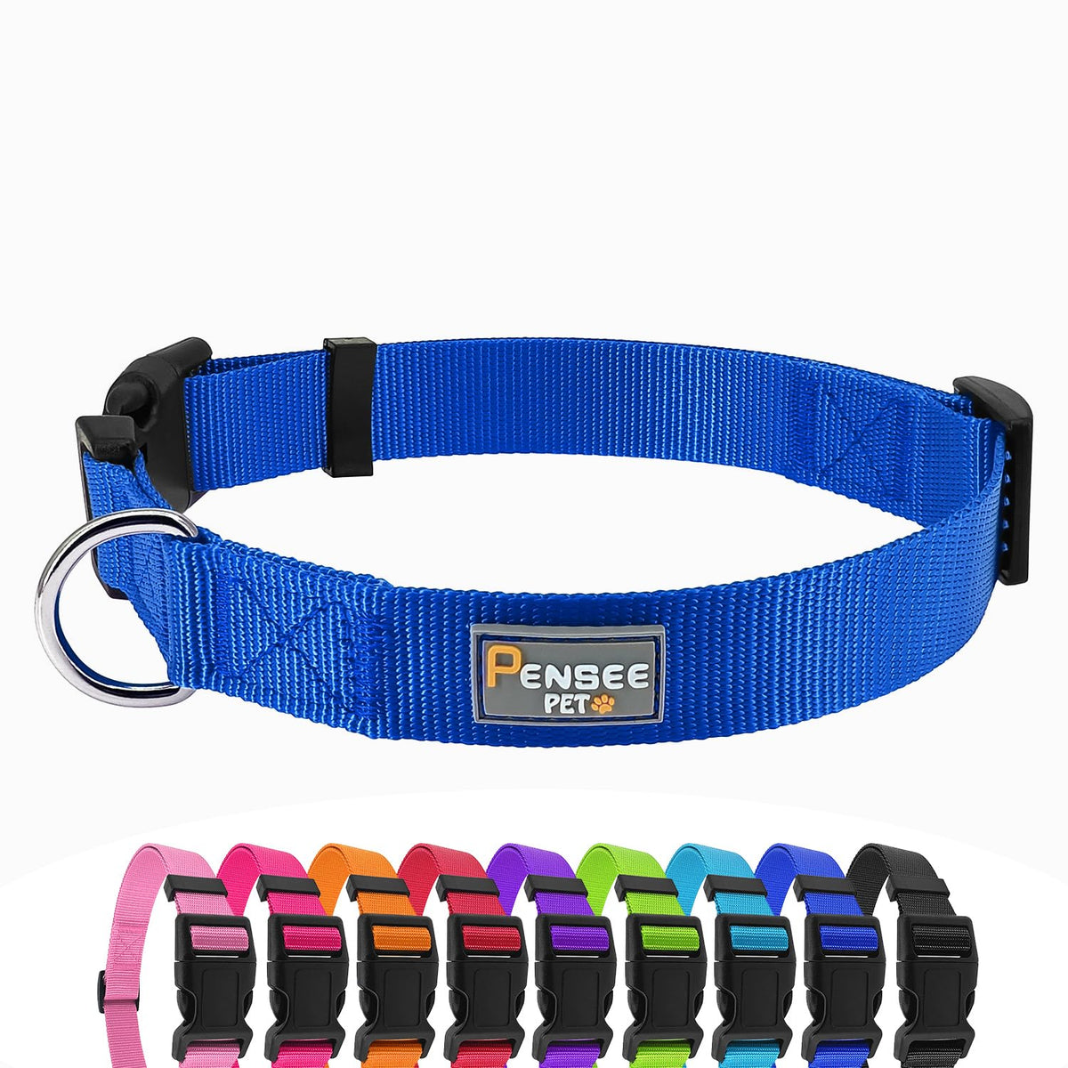 Penseepet Blue Dog Collar Basic Adjustable Dog Collars For Puppy Small Medium Large Dogs Girls With Breathable Quick Release Nyl