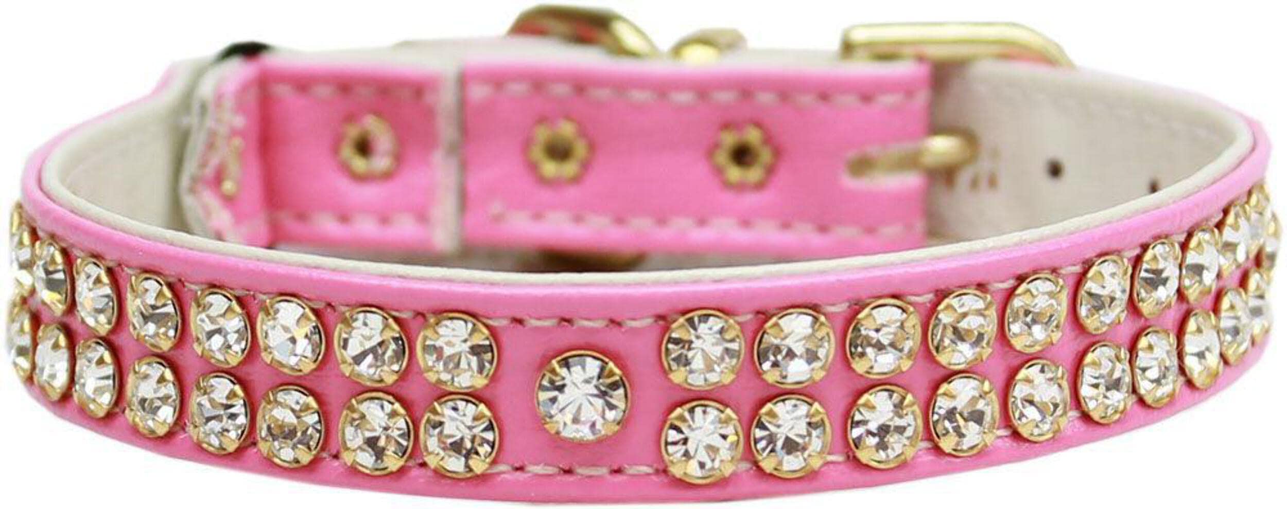 Cat Breakaway Collar, &quot;Two Row Clear Crystal Swank&quot; Pink 10