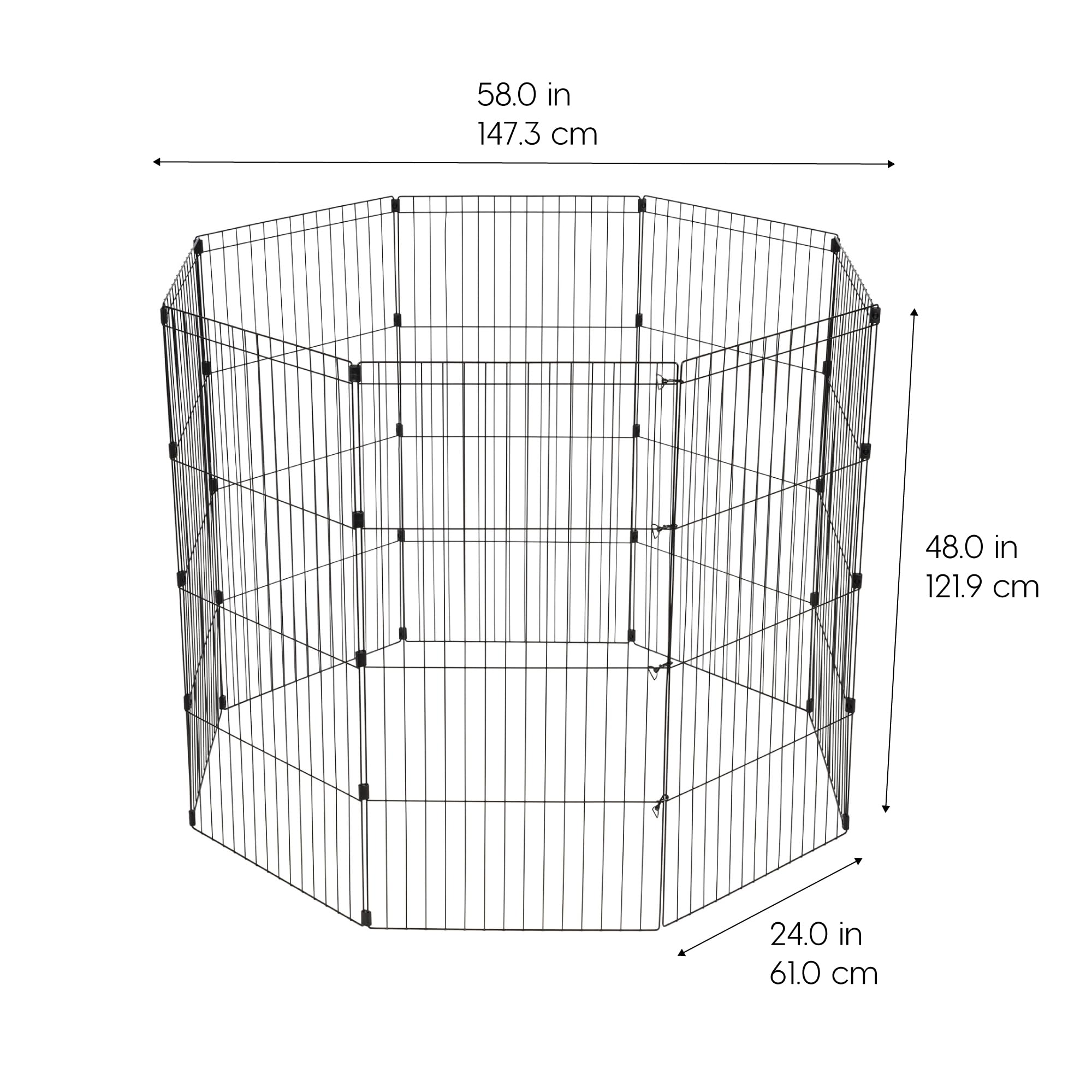 Iris Usa Metal Dog Playpen, 8-Panel 48'' Pet Playpen, Puppy Playpen, Indoor/Outdoor Dog Fence, 58 X 58 X 48, Foldable, Customiza