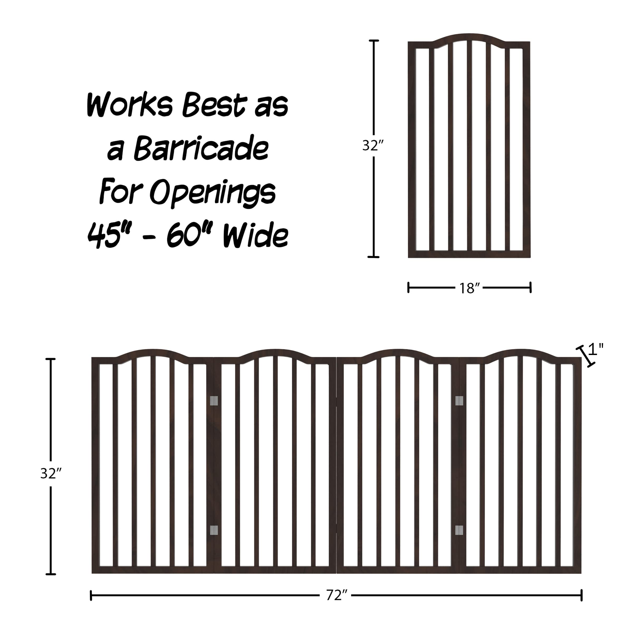 Indoor Pet Gate - 4-Panel Folding Dog Gate for Stairs or Doorways - 72x32-Inch Tall Freestanding Pet Fence for Cats and Dogs by