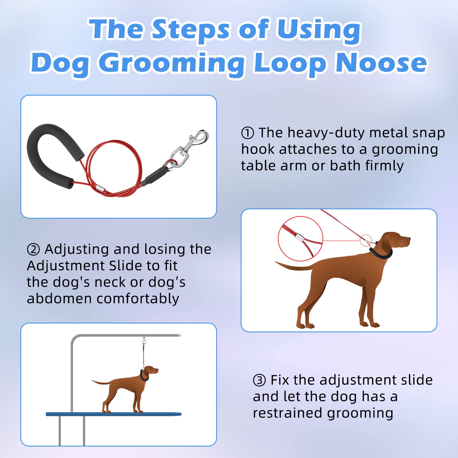8 Pcs Dog Grooming Loop Noose, Dog Grooming Restraint Loop Grooming Loops For Dogs Groomers Long Noose For Grooming Pet Grooming Table Dog Bath Tub Pet Bathtub Medium Large Small Dog Bathing Station