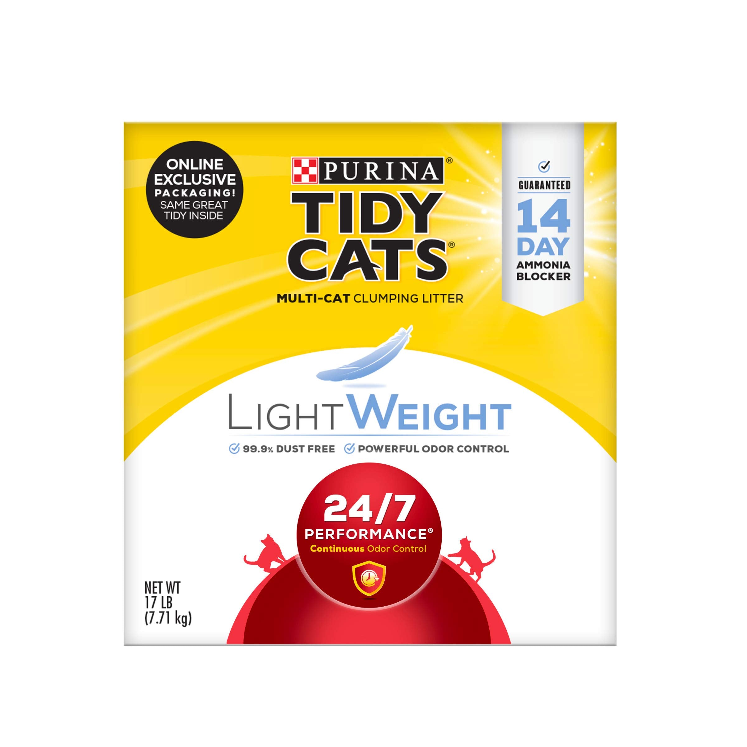 Purina Tidy Cats Lightweight, Low Dust, Clumping Cat Litter Odor Control 24/7 Performance Multi Cat Litter - 17 Lb. Box