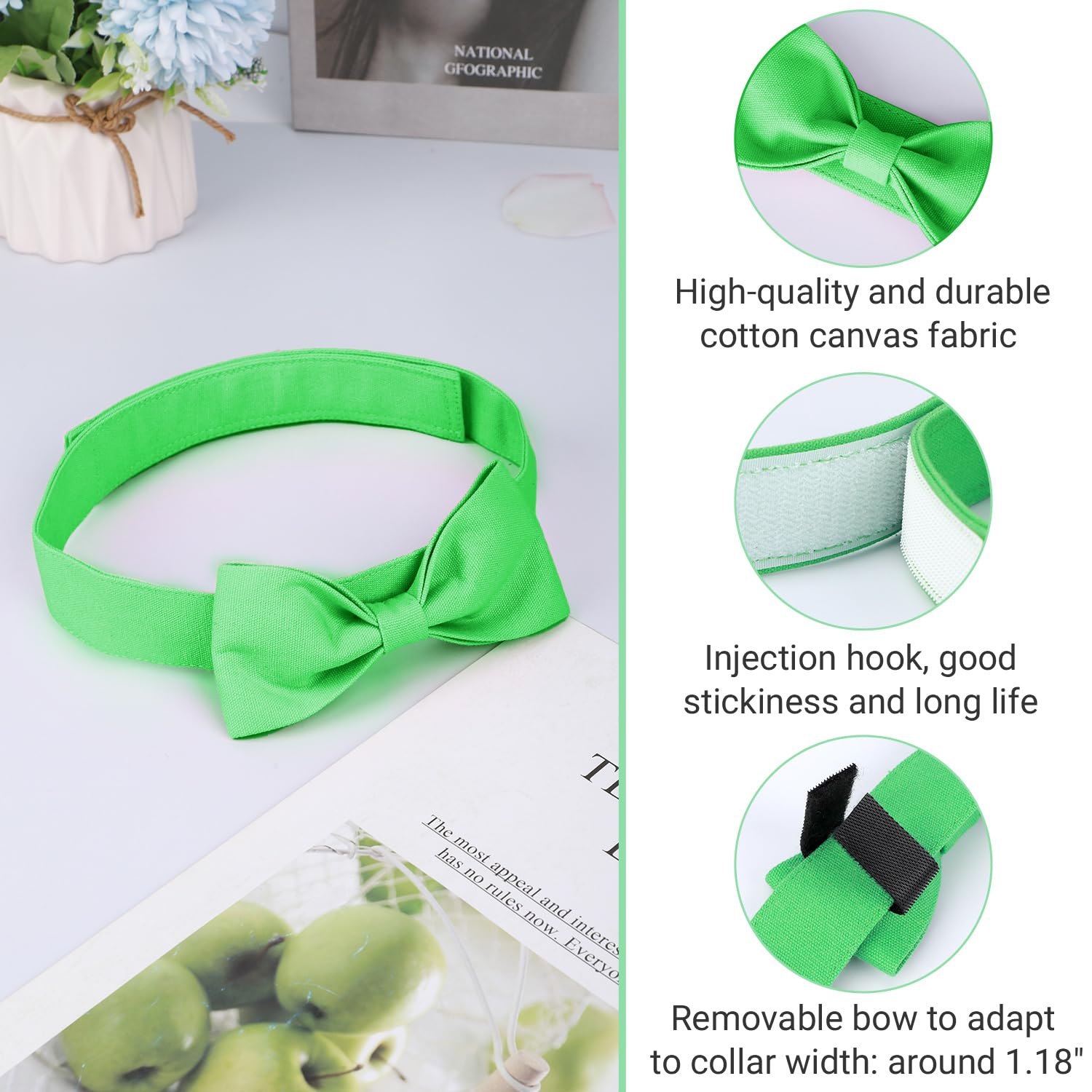 Segarty Bow Tie For Dogs, Adjustable Green Bowtie Collar For Extra Large Dogs, Durable Dog Neck Tie Tuxedo Comfortable Cotton Bo
