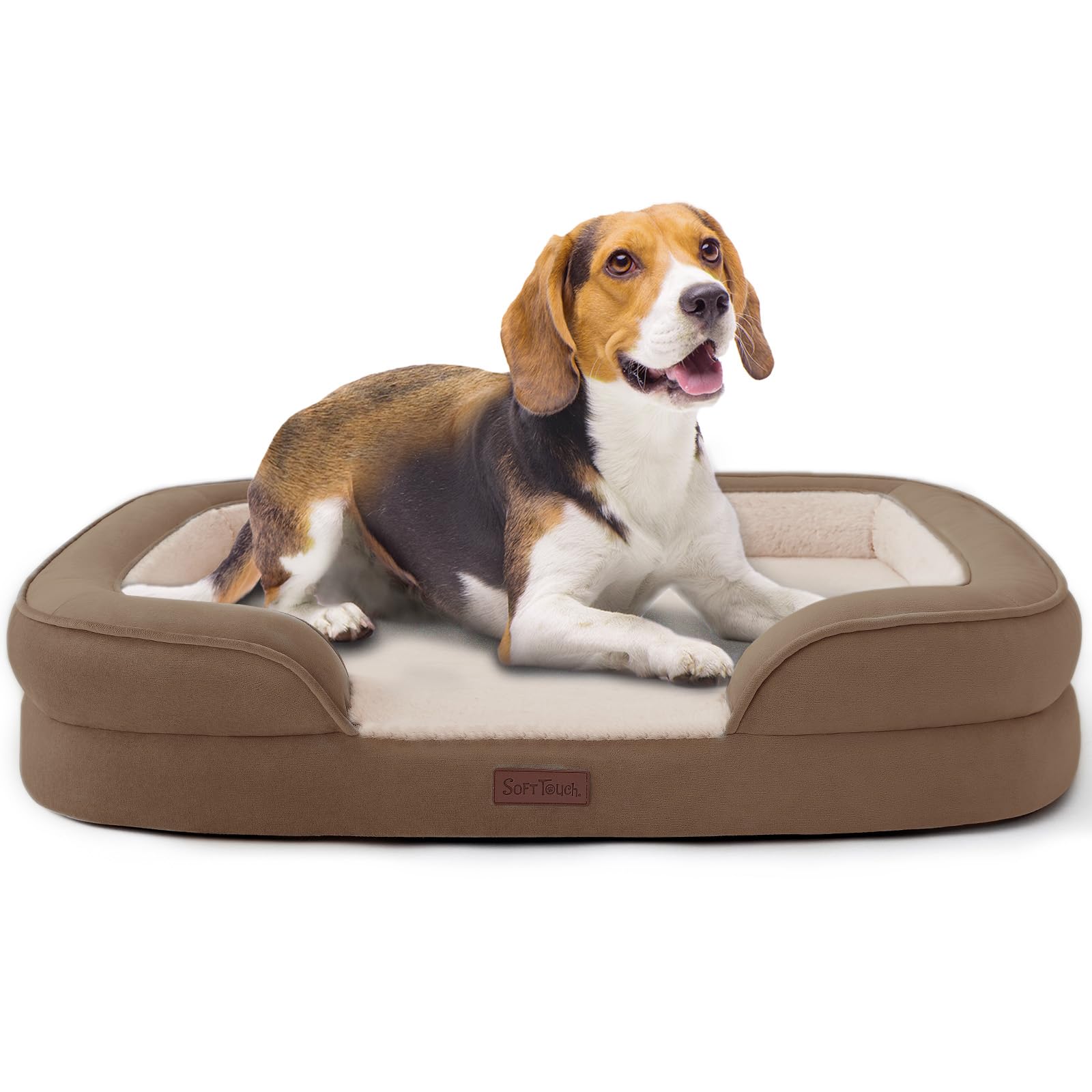 Soft Touch Orthopedic Dog Bed For Large Dogs With Faux Fur Top, Waterproof Pet Couch Bed With Removable Washable Cover And Suppo