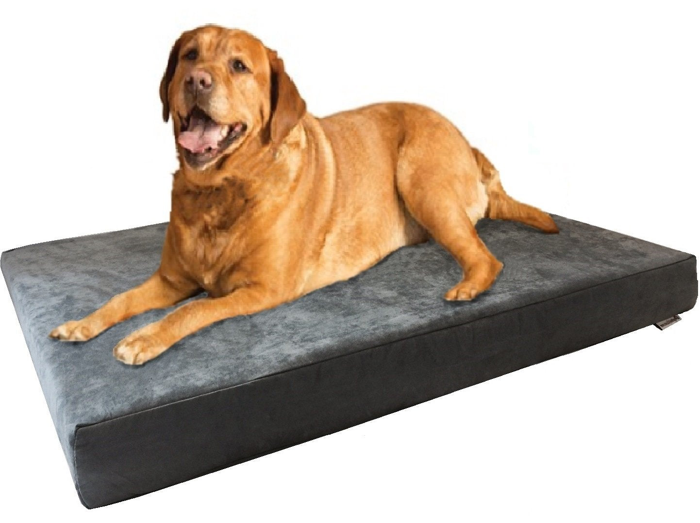 XL Orthopedic Waterproof Durable Dog Bed for Medium to Large Dogs with Cool Memory Foam Pad, Microsuede in Gray, 40''X35''X4''