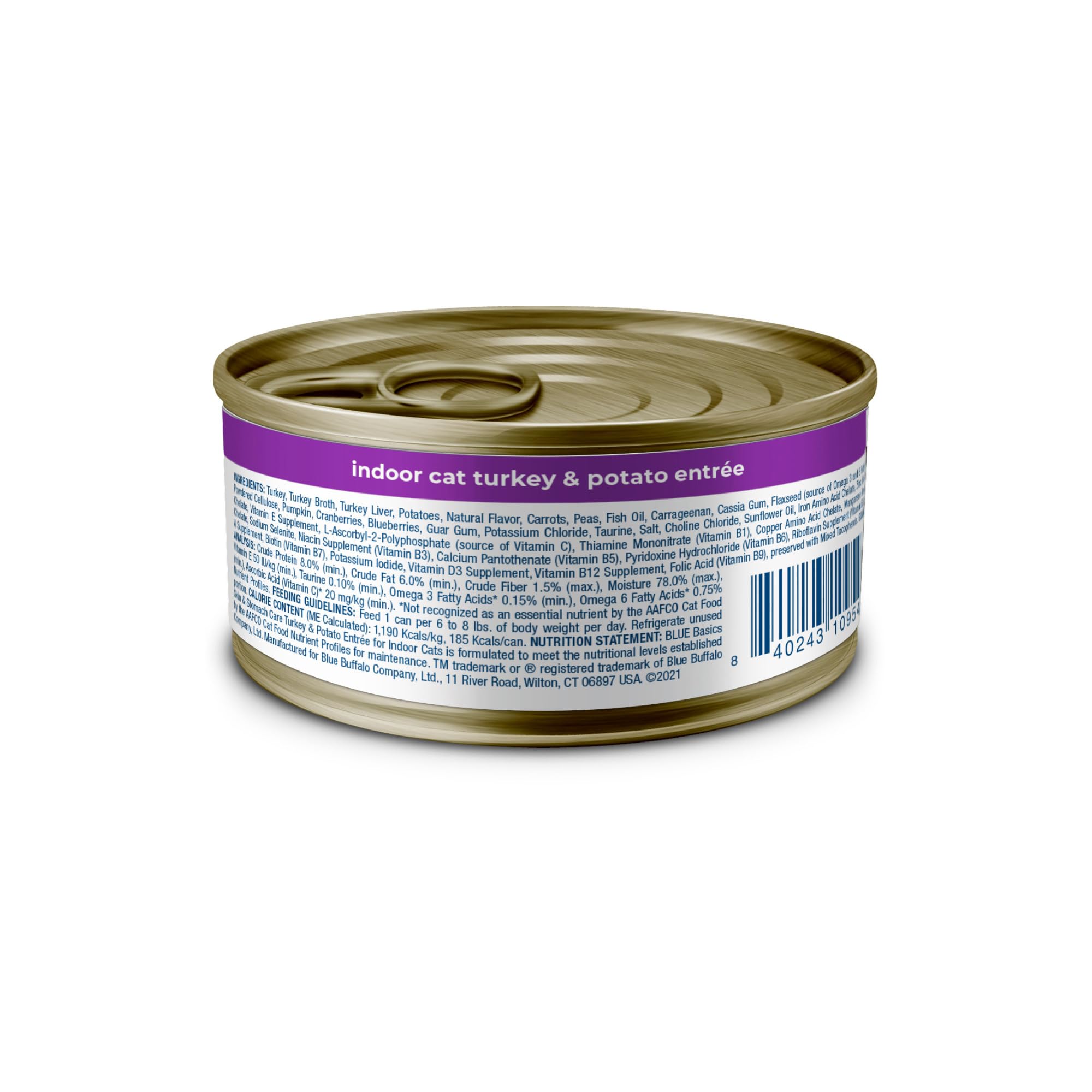 Blue Buffalo Basics Grain-Free Adult Wet Cat Food, Skin & Stomach Care, Limited Ingredient Diet, Turkey Recipe, 5.5-oz Can, 24 C