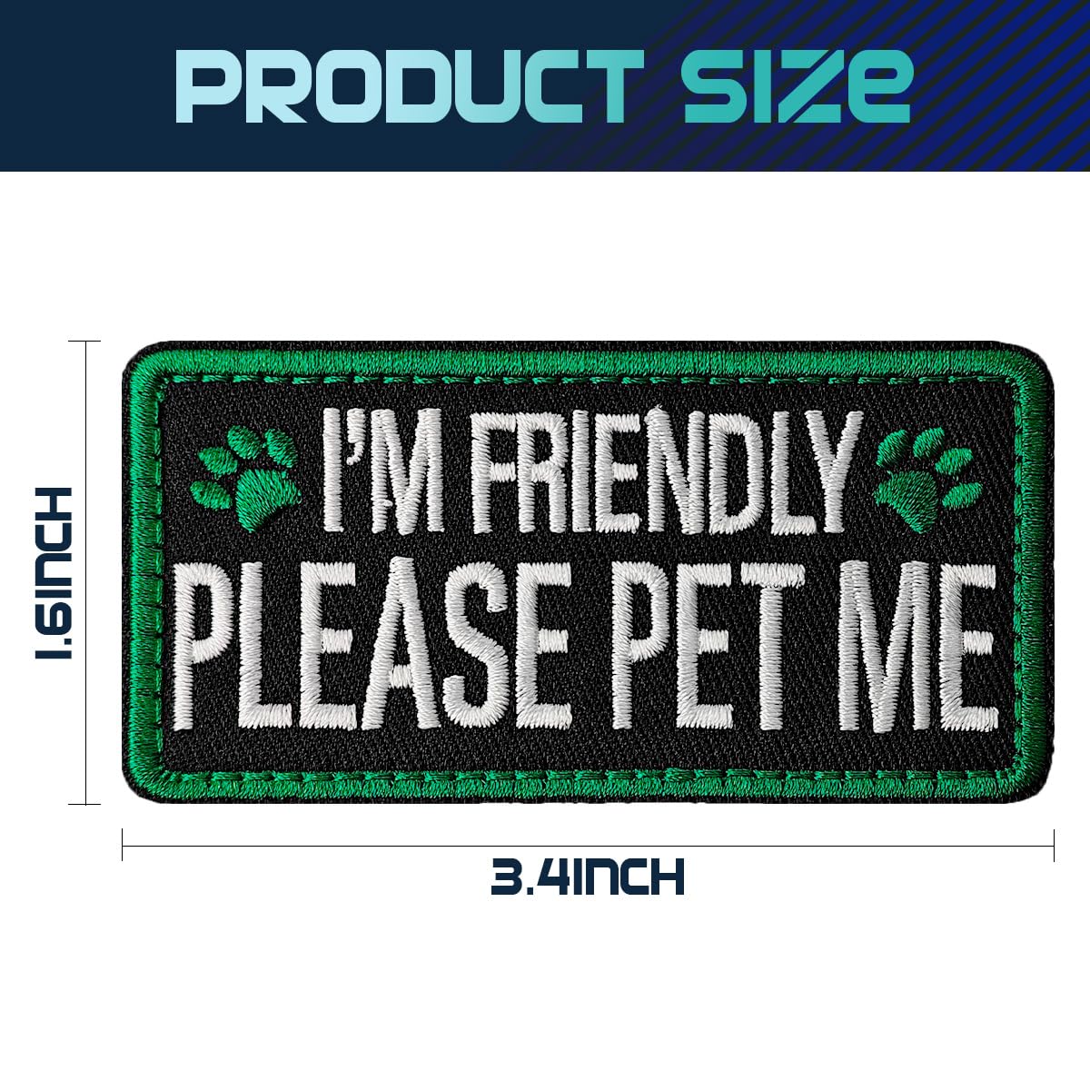 TACVEL 2 Pieces I'm Friendly Please Pet Me Dog Patches, Service Dog Patches with Hook Backing for Service Animal Vests, Harnesse