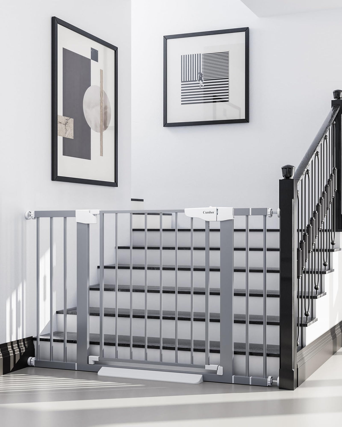 Cumbor 29.7-46'' Baby Gate for Stairs, Mom's Choice Awards Winner-Auto Close Dog Gate for The House, Easy Install Pressure Mount
