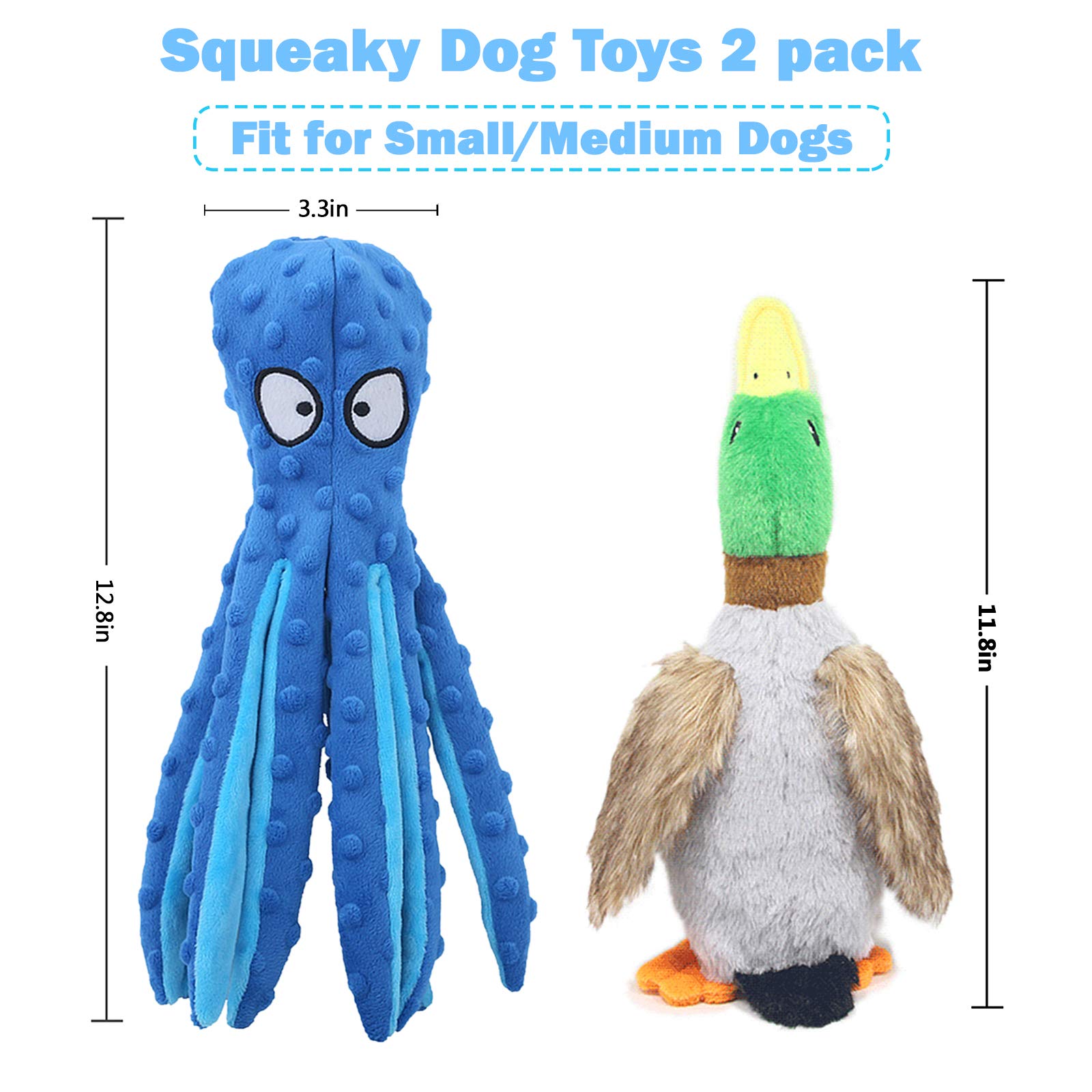 Cnarery [2 Pack] Dog Plush Toys, Interactive Squeaky Puppy Toys, Dog Toys With Crinkle, Durable Stuffed Dog Chew Toys For Puppy,