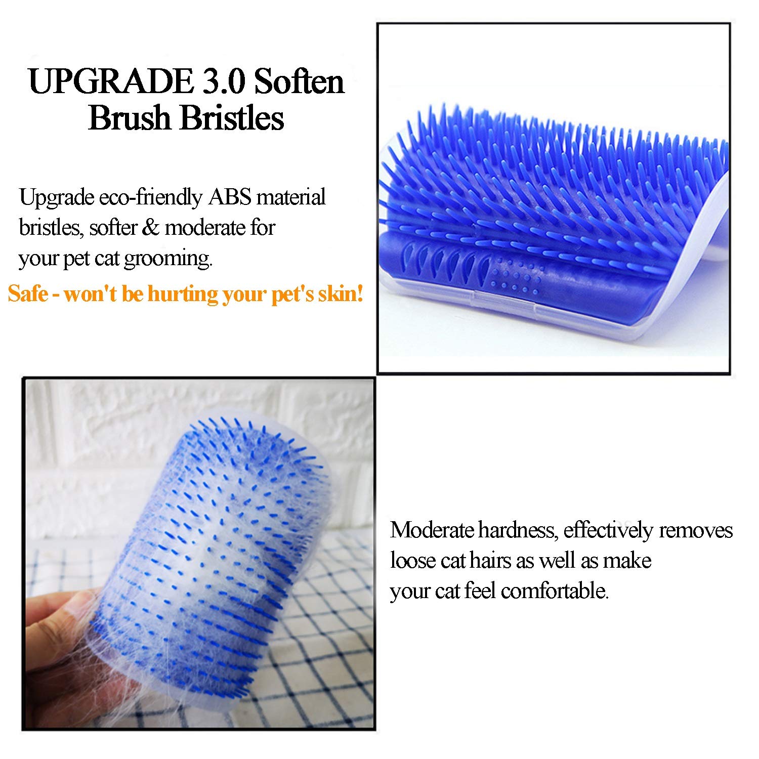 Kingtree Cat Corner Brush, 2 Pack Cat Self Groomer Wall Corner Brushes For Indoor Cats, Soft Pet Self Grooming Brushes Corner Sc