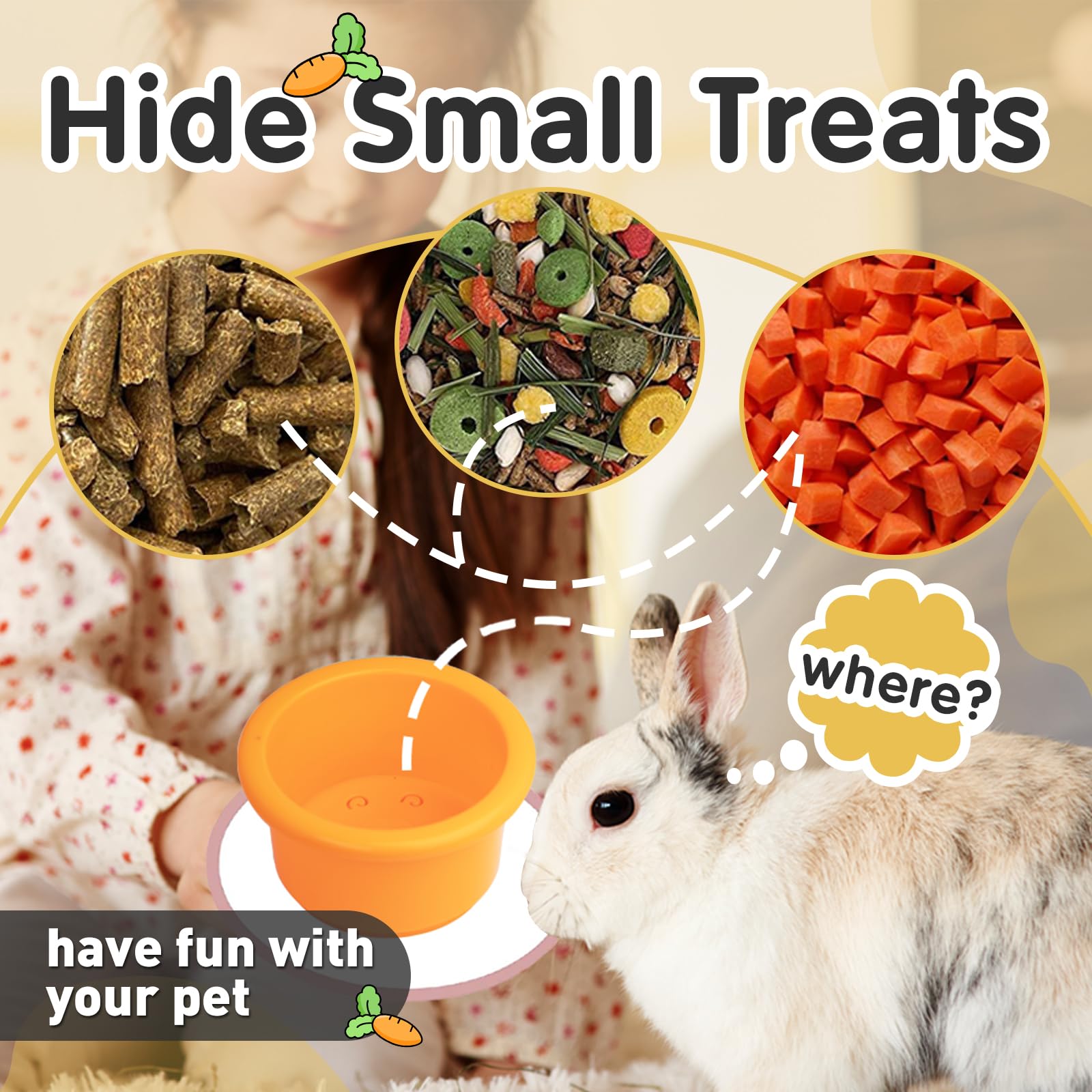 Iffitya 8 Pcs Colorful Stacking Cups for Rabbits, Colorful Bunny Toys for Rabbits and Small Animals, Nesting Rabbit Toys of Diff